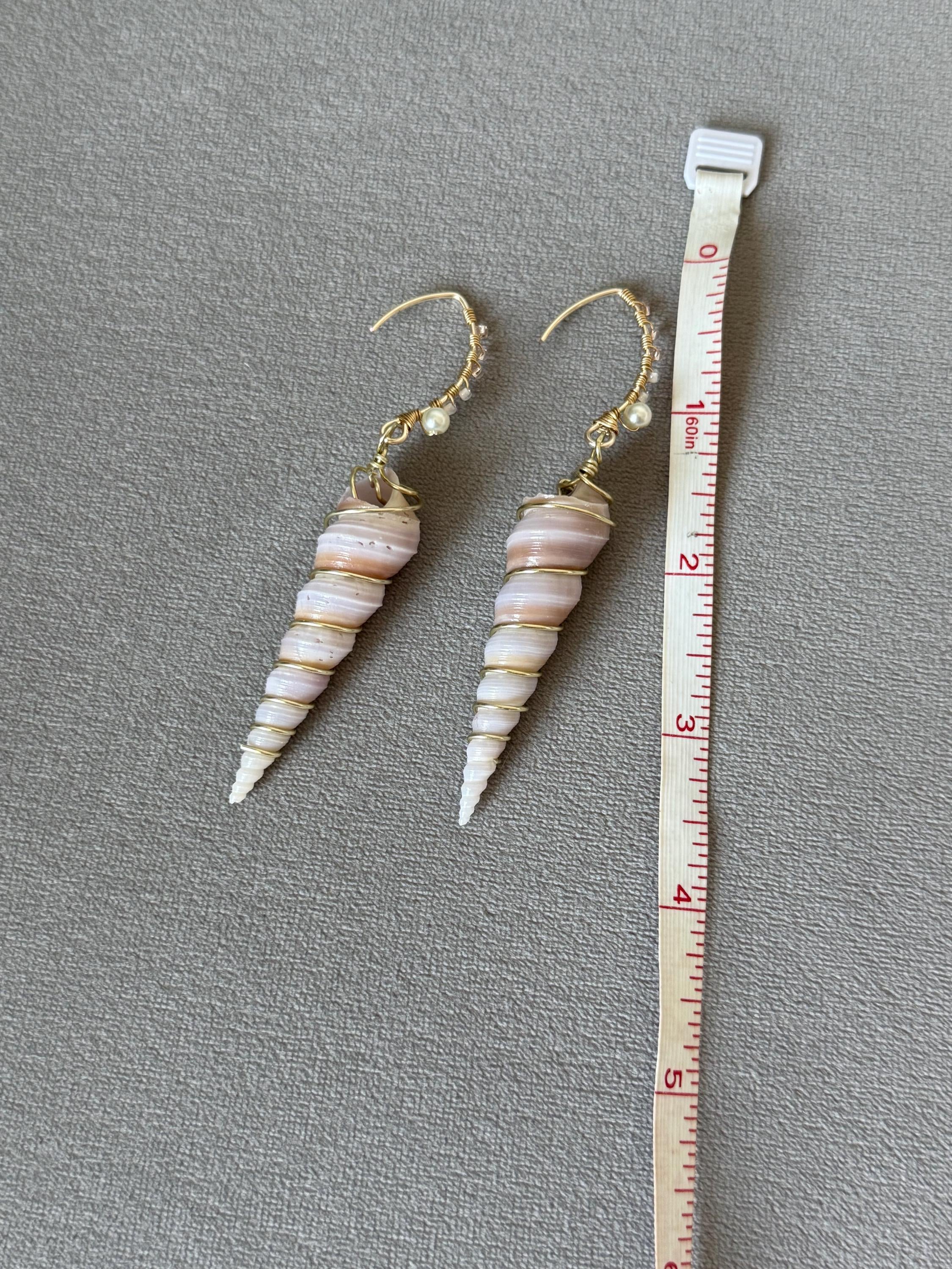 Golden Spiral Shell Drop Earrings – Coastal Luxe Statement