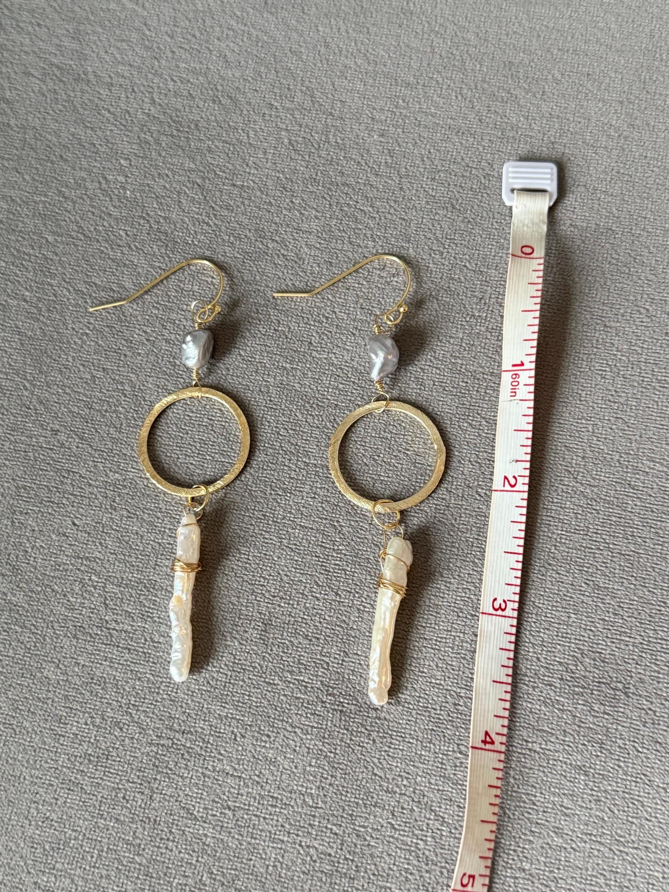 Lunar Halo Pearl Drop Earrings