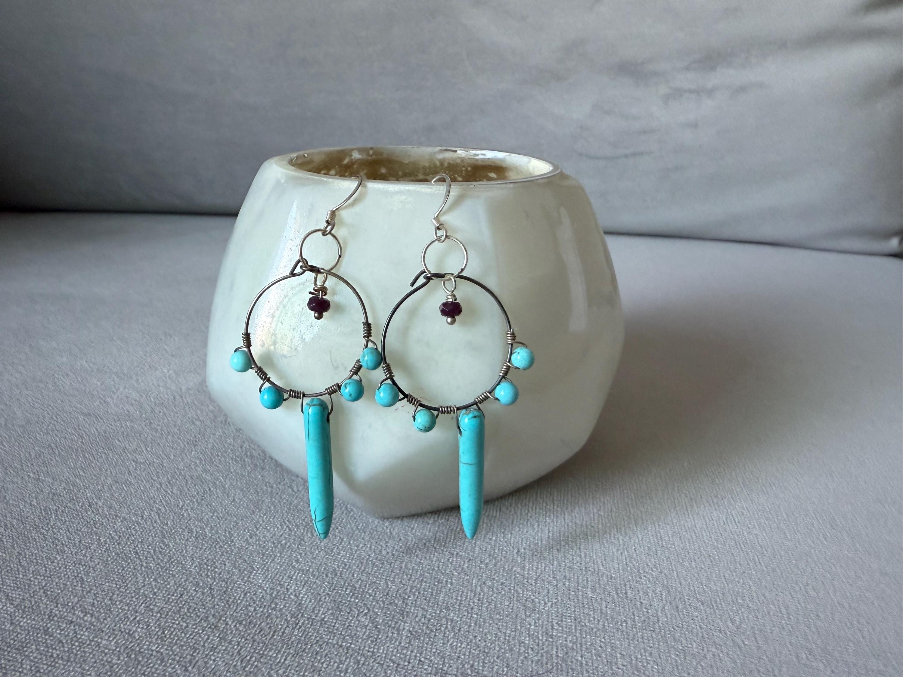 Electric Turquoise Tide Dagger Earrings