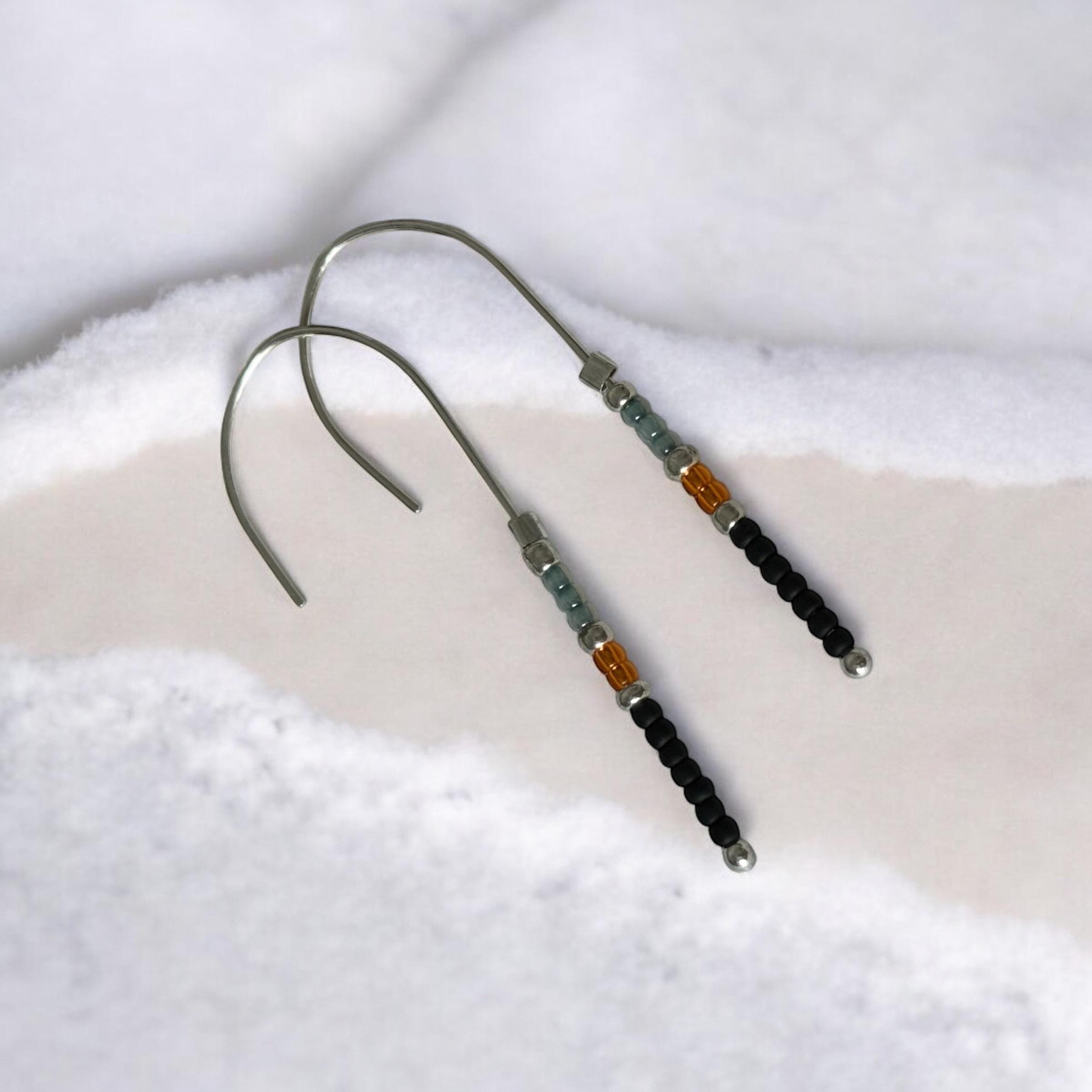 Midnight Current Hook Earrings – Molten Noir + Burnt Amber