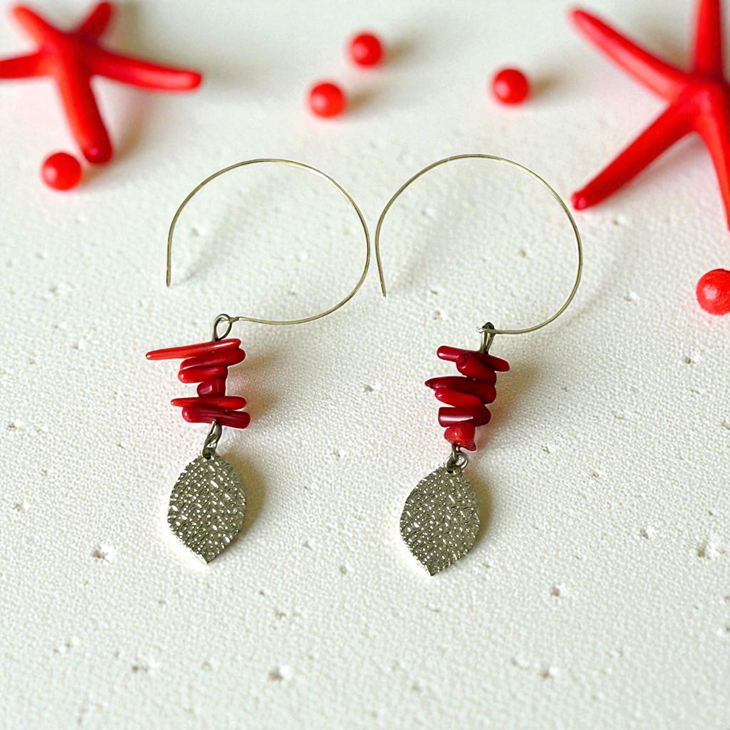 Redwood Leaf Hoop Earrings