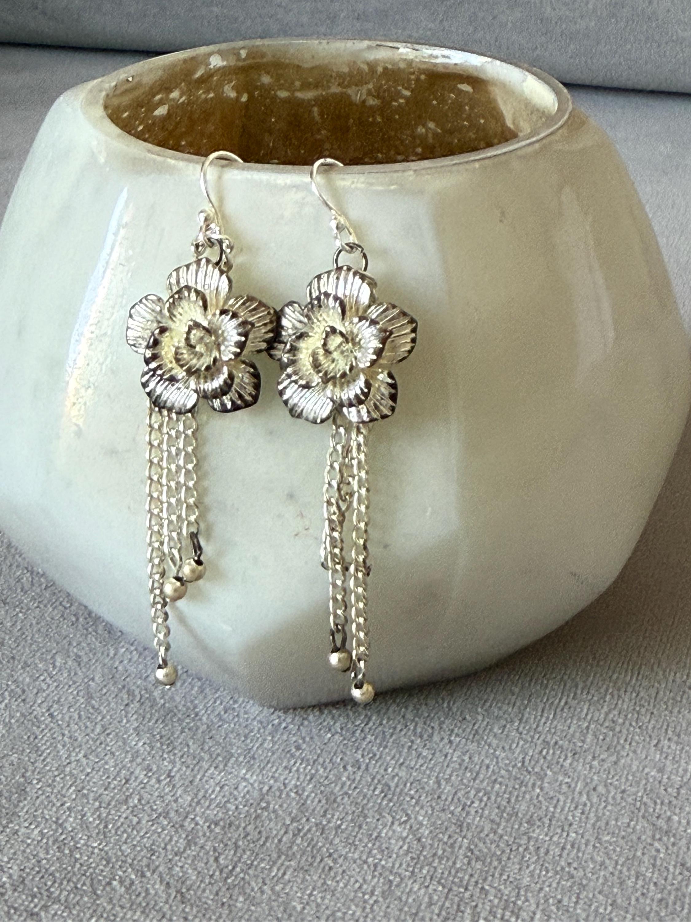 Moonlit Petal Drop Earrings