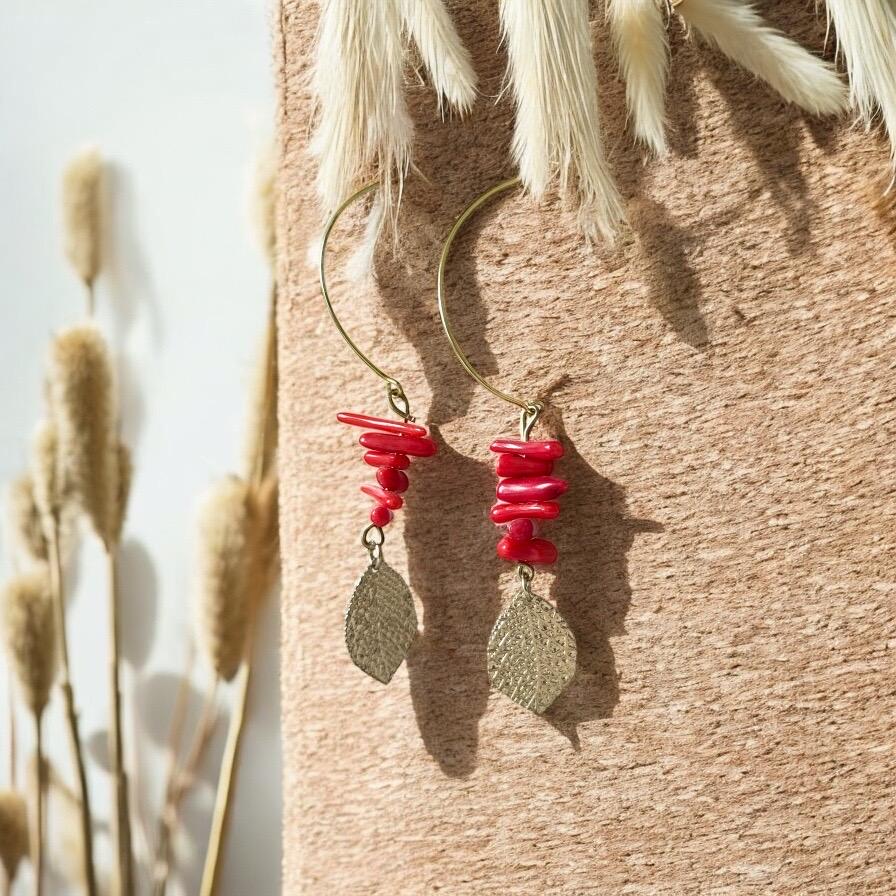 Redwood Leaf Hoop Earrings