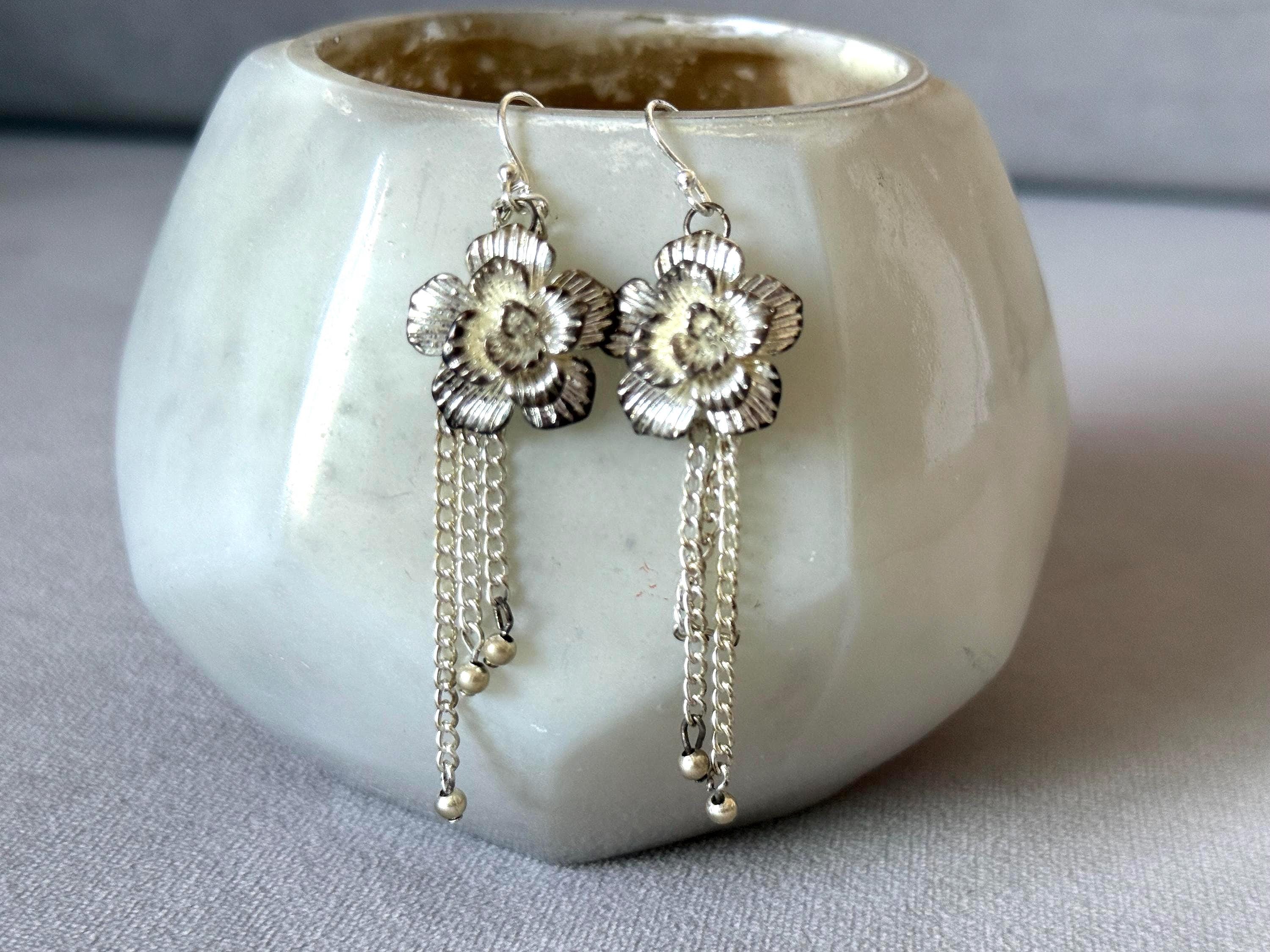 Moonlit Petal Drop Earrings