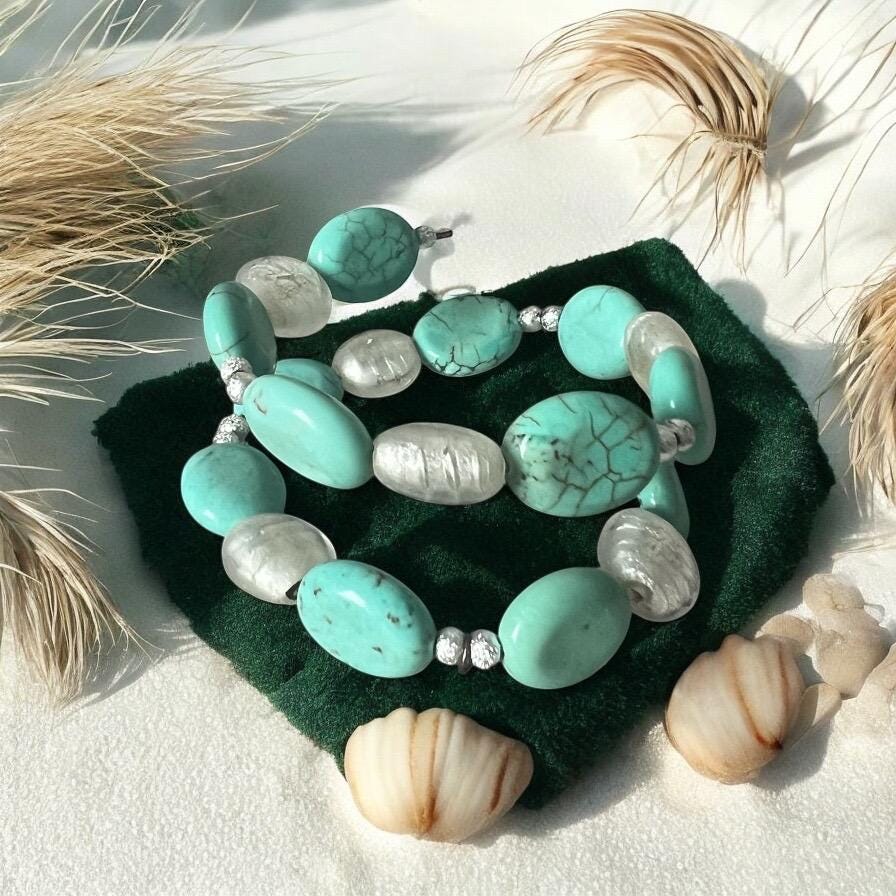 Coastal Turquoise Orbit Wrap Bracelet