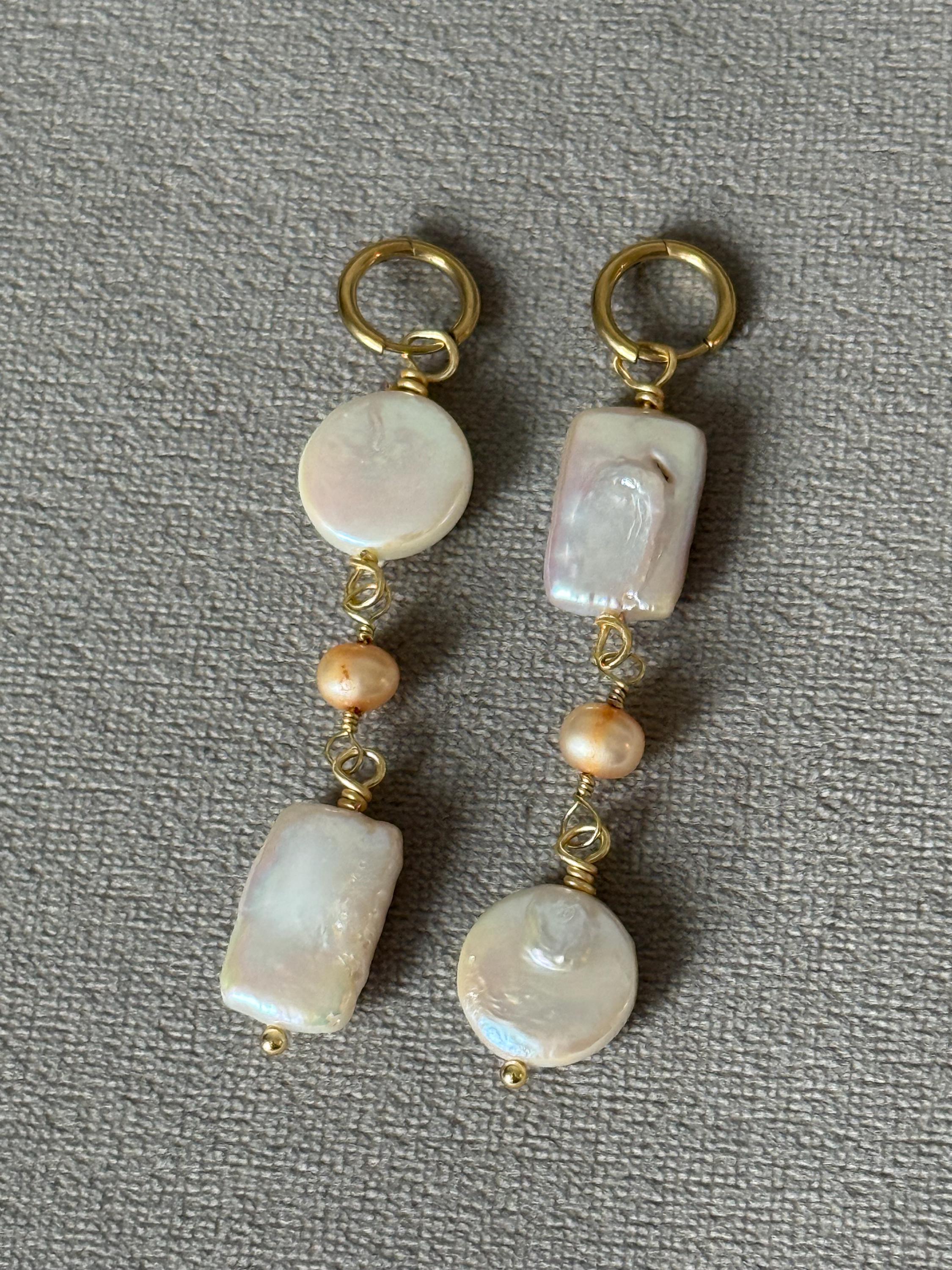Golden Tide Pearl Drop Earrings