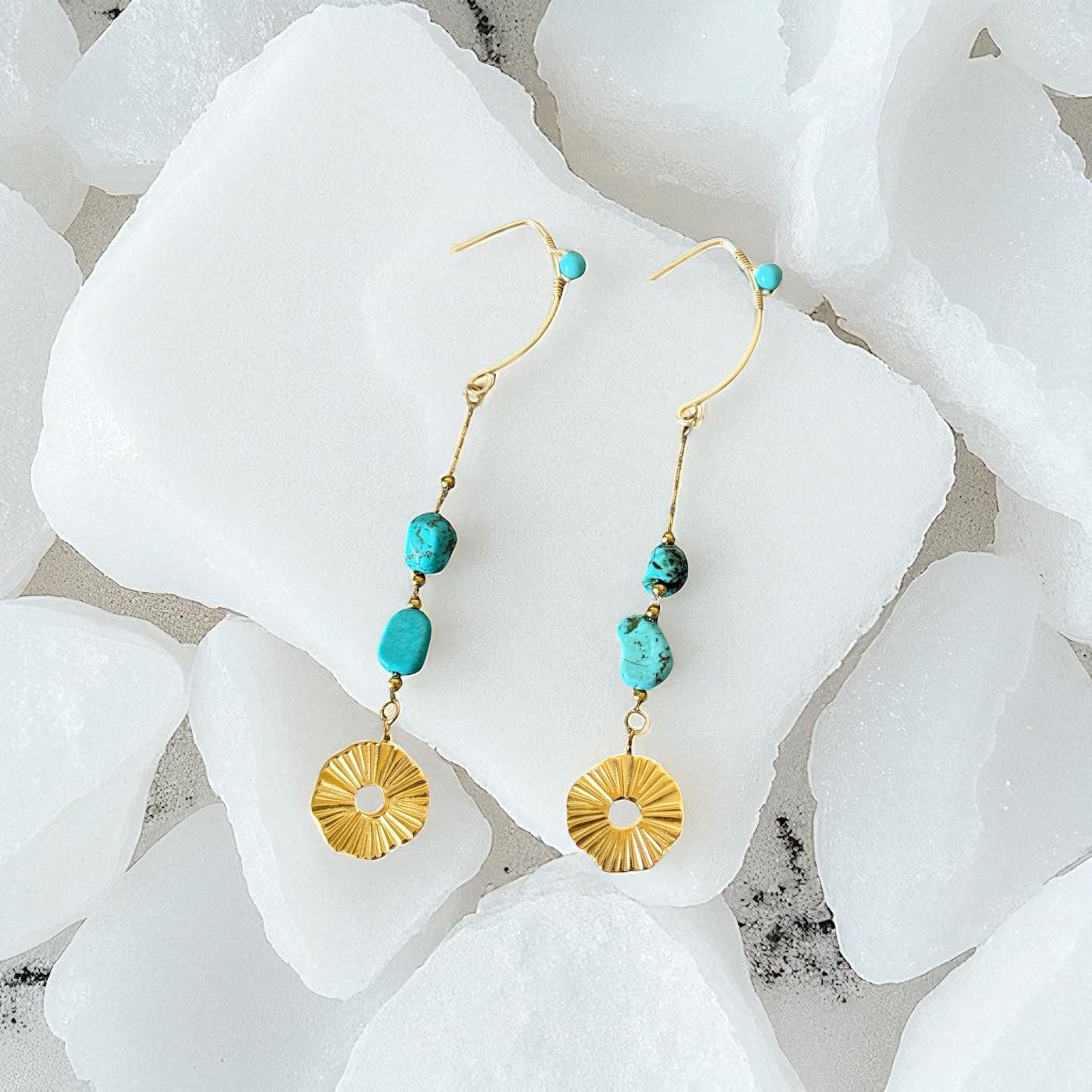 Golden Horizon Turquoise Drop Earrings
