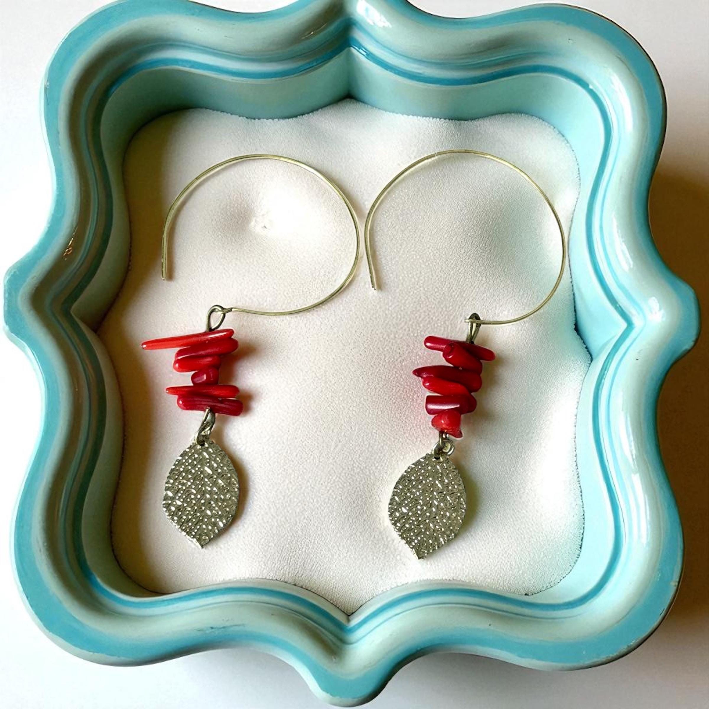 Redwood Leaf Hoop Earrings