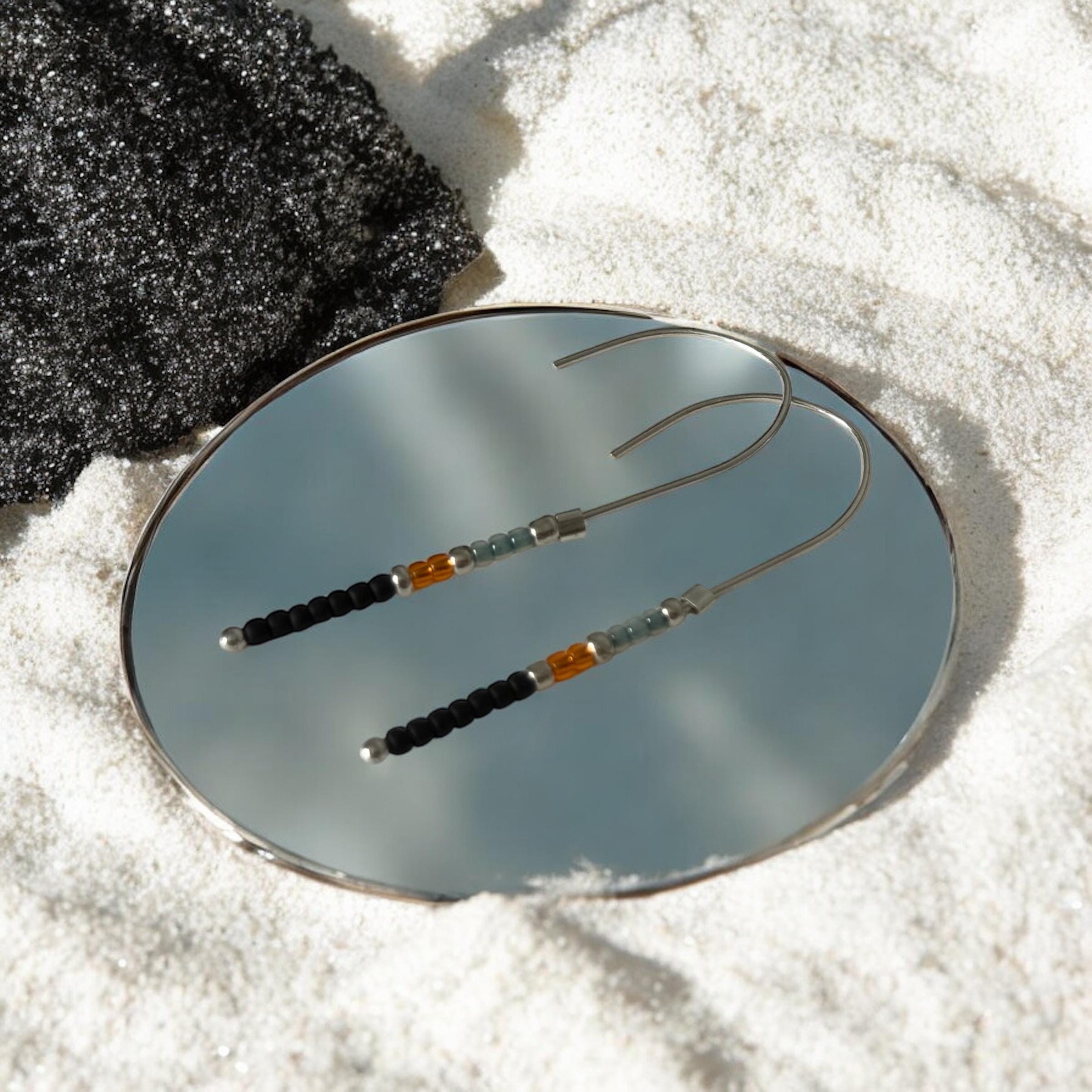 Midnight Current Hook Earrings – Molten Noir + Burnt Amber