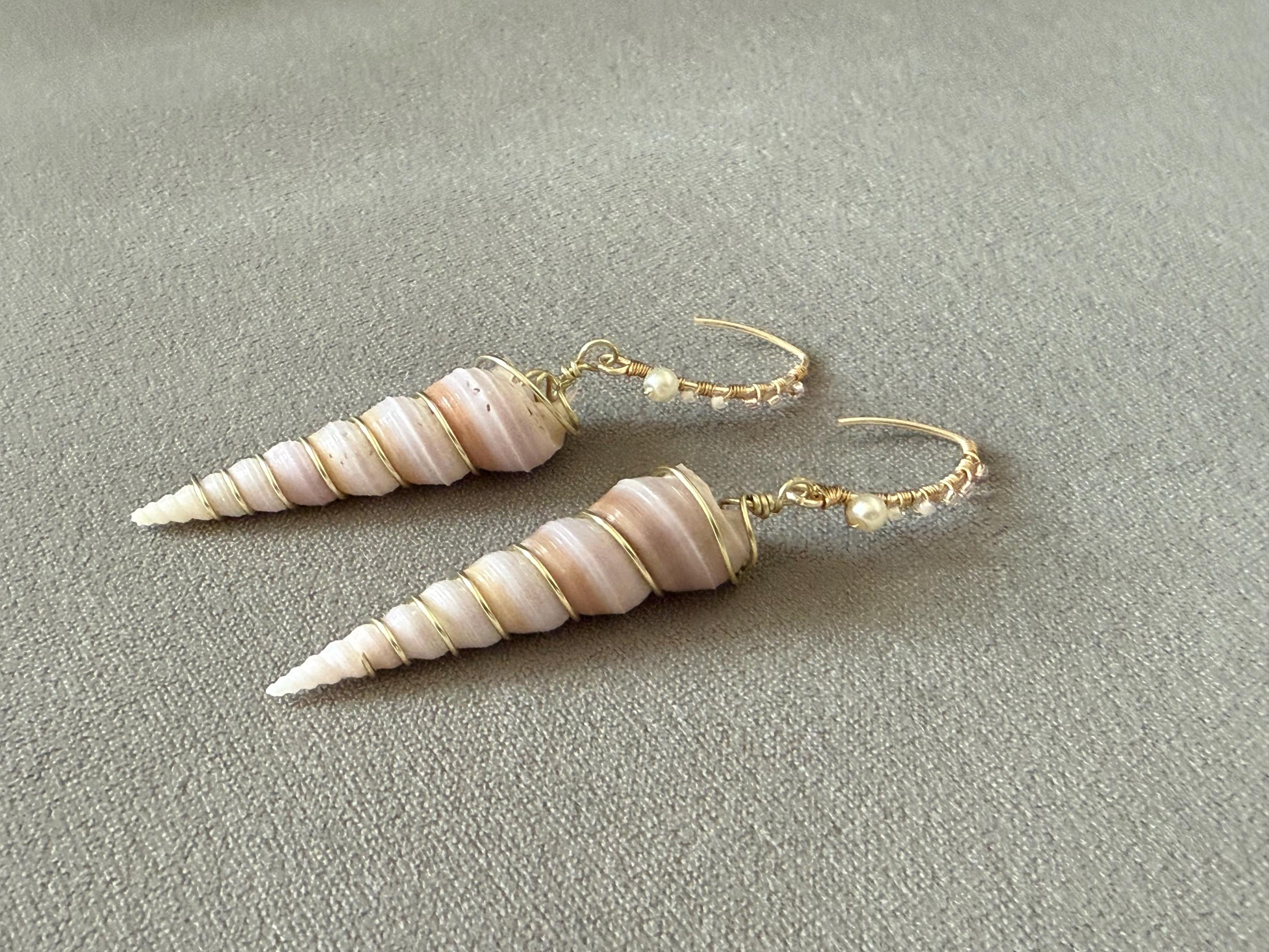 Golden Spiral Shell Drop Earrings – Coastal Luxe Statement