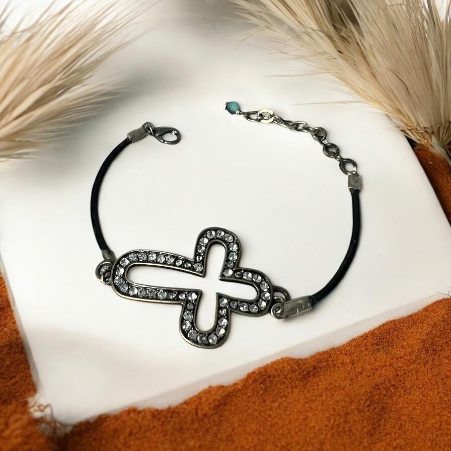 Crystal Cross Cord Bracelet