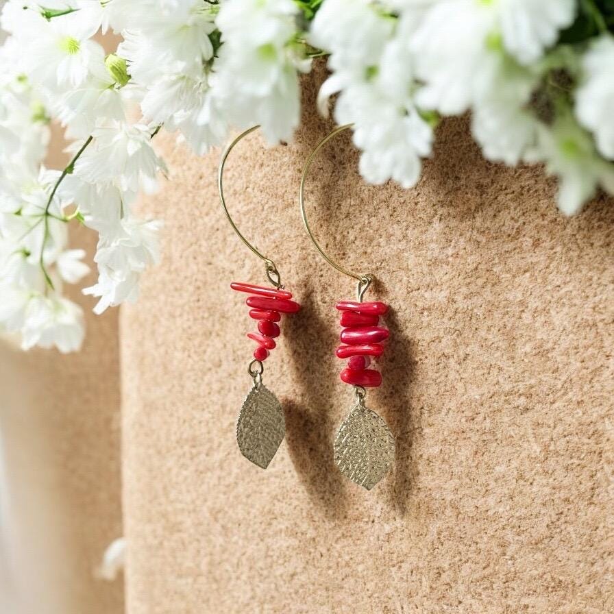 Redwood Leaf Hoop Earrings