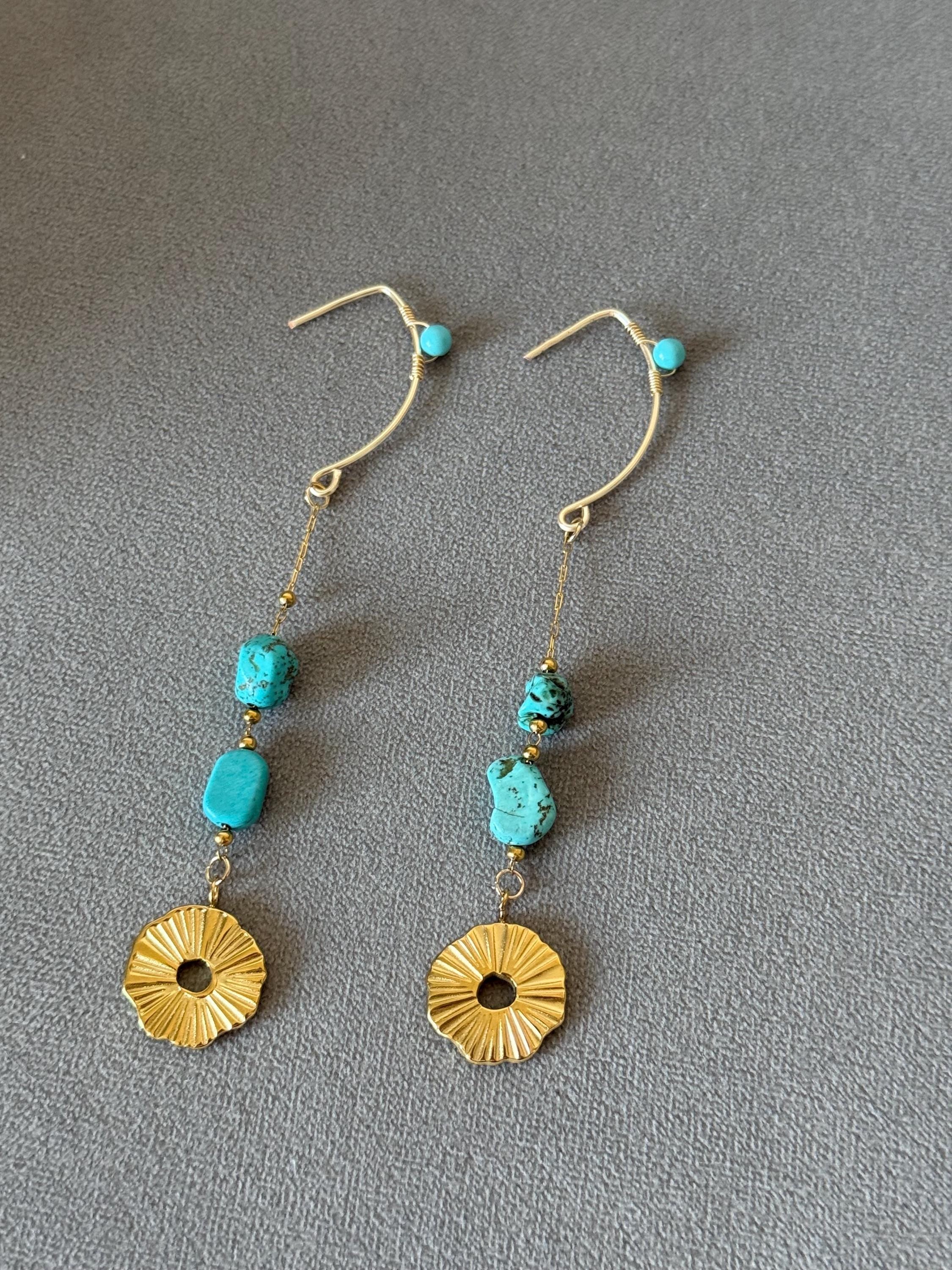 Golden Horizon Turquoise Drop Earrings