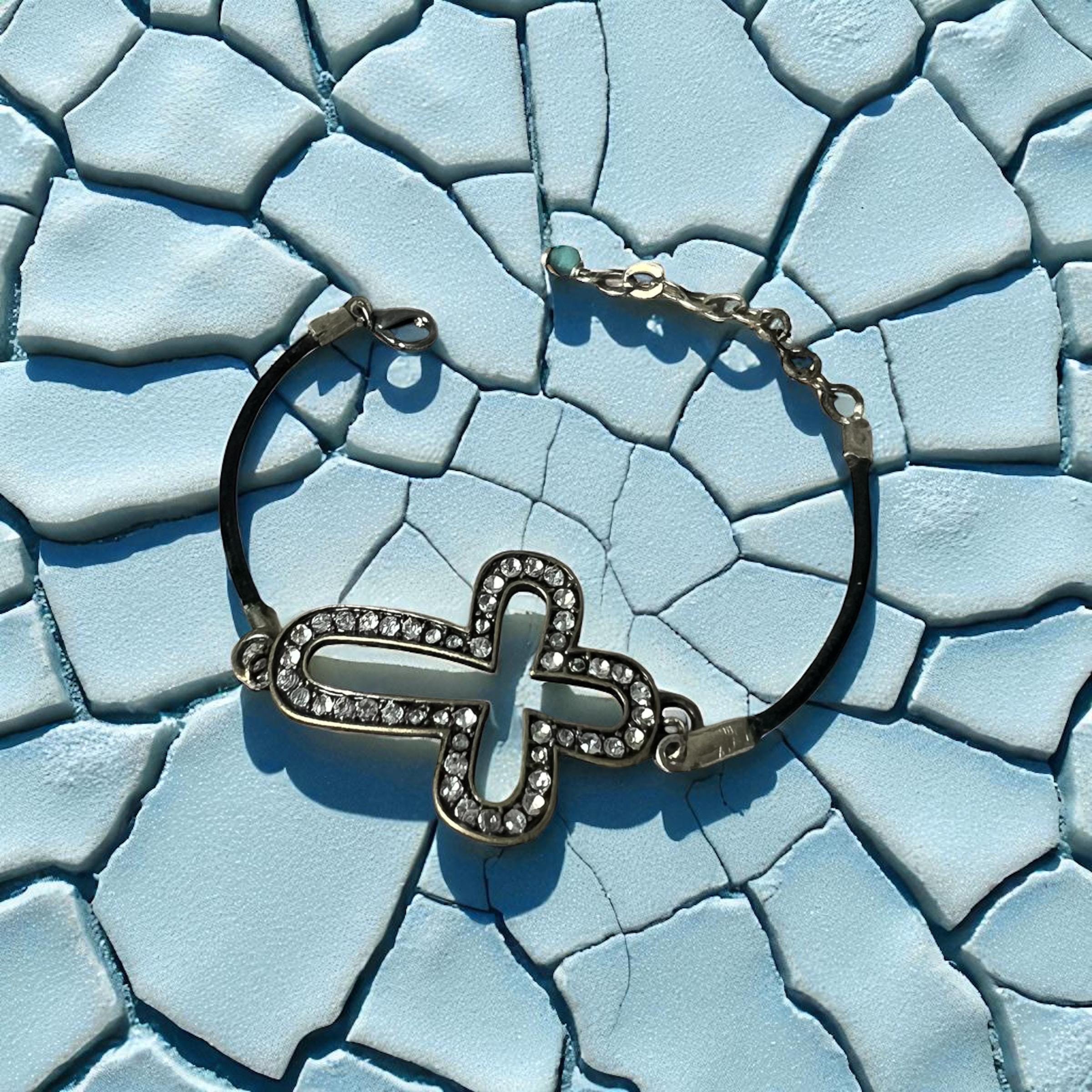 Crystal Cross Cord Bracelet