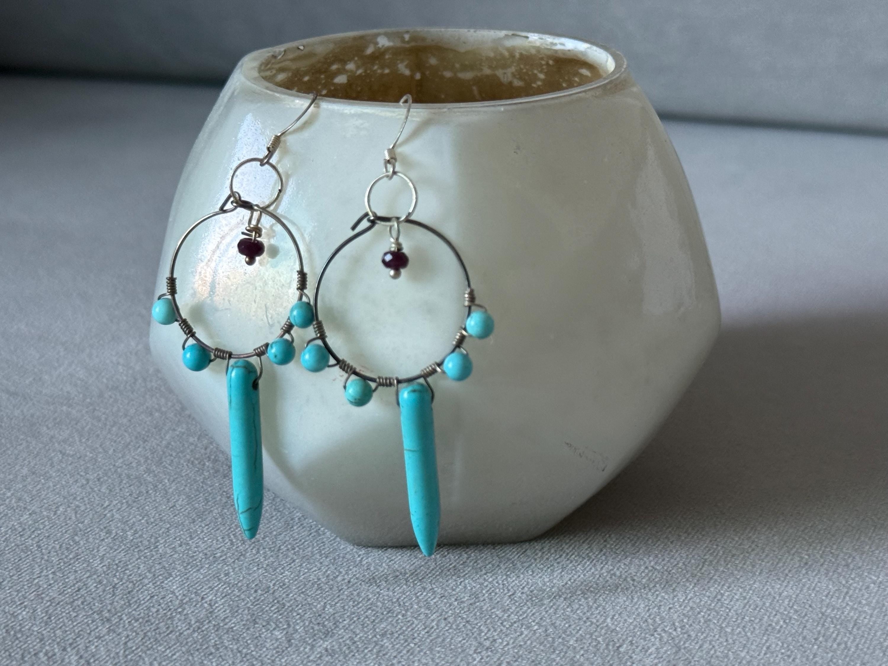 Electric Turquoise Tide Dagger Earrings