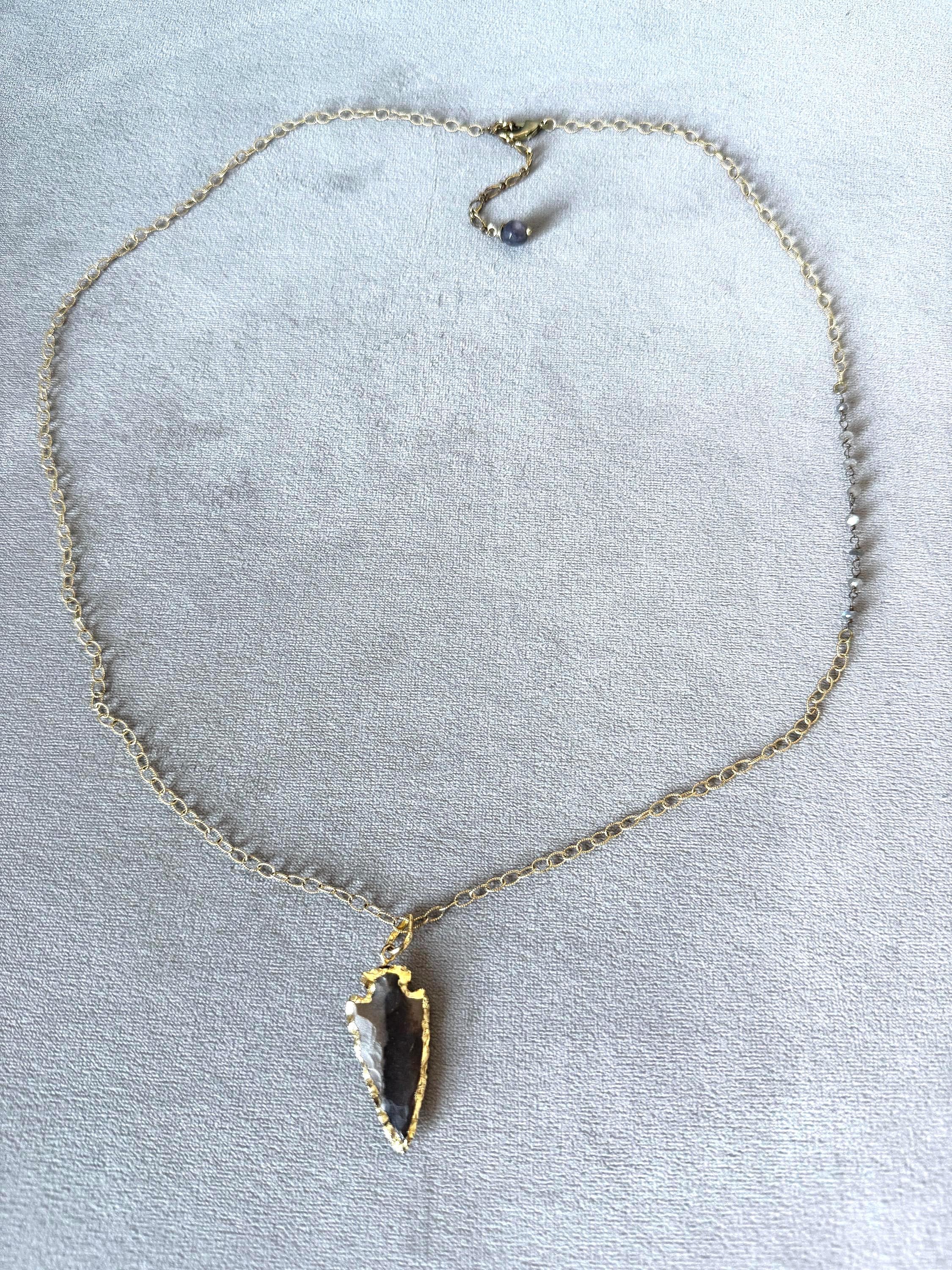 Obsidian Blade: Gilded Arrowhead Necklace