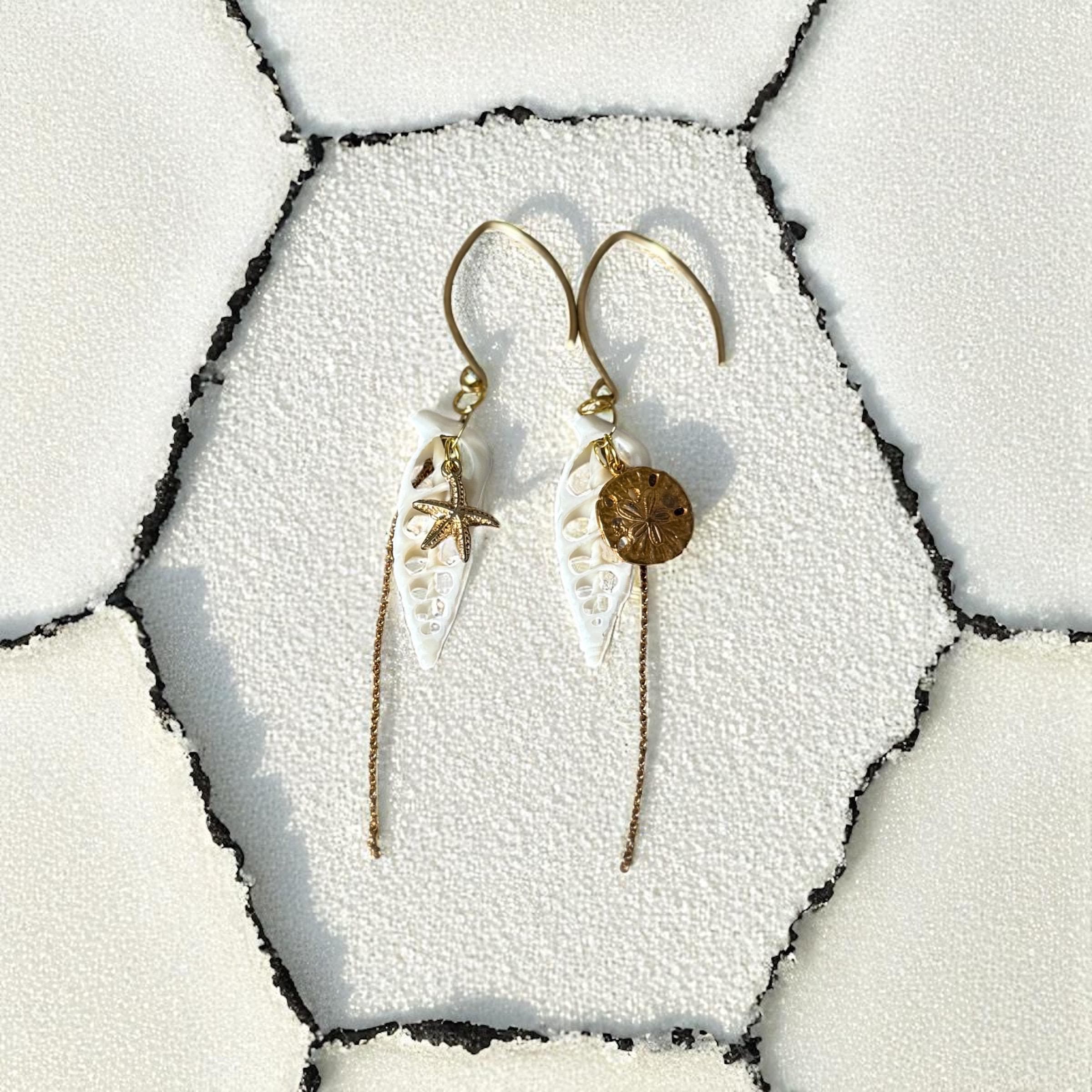 Golden Tide Luxe Drop Earrings - Shell & Gold Chain Earrings