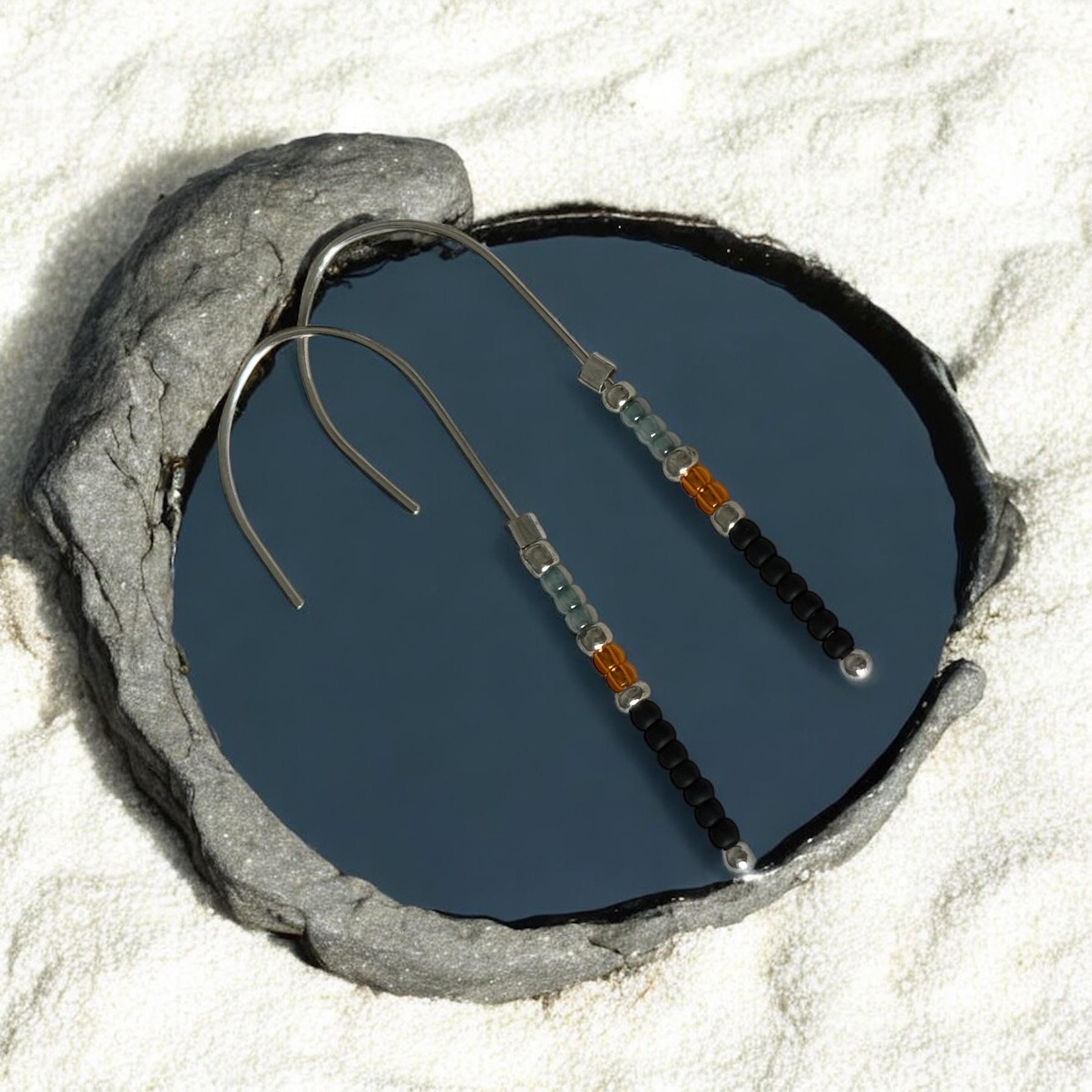Midnight Current Hook Earrings – Molten Noir + Burnt Amber