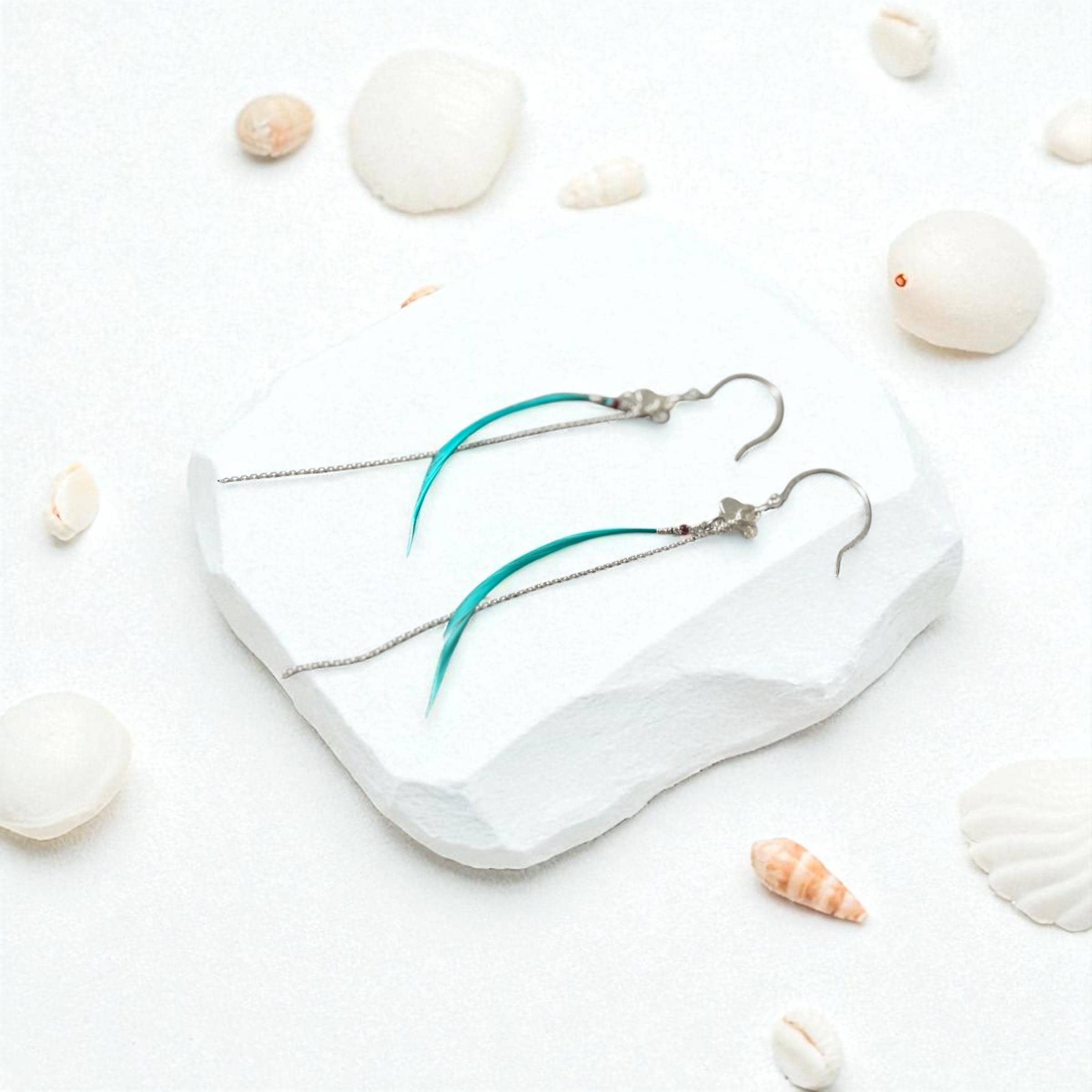 Feathered Wisper Teal Earrings