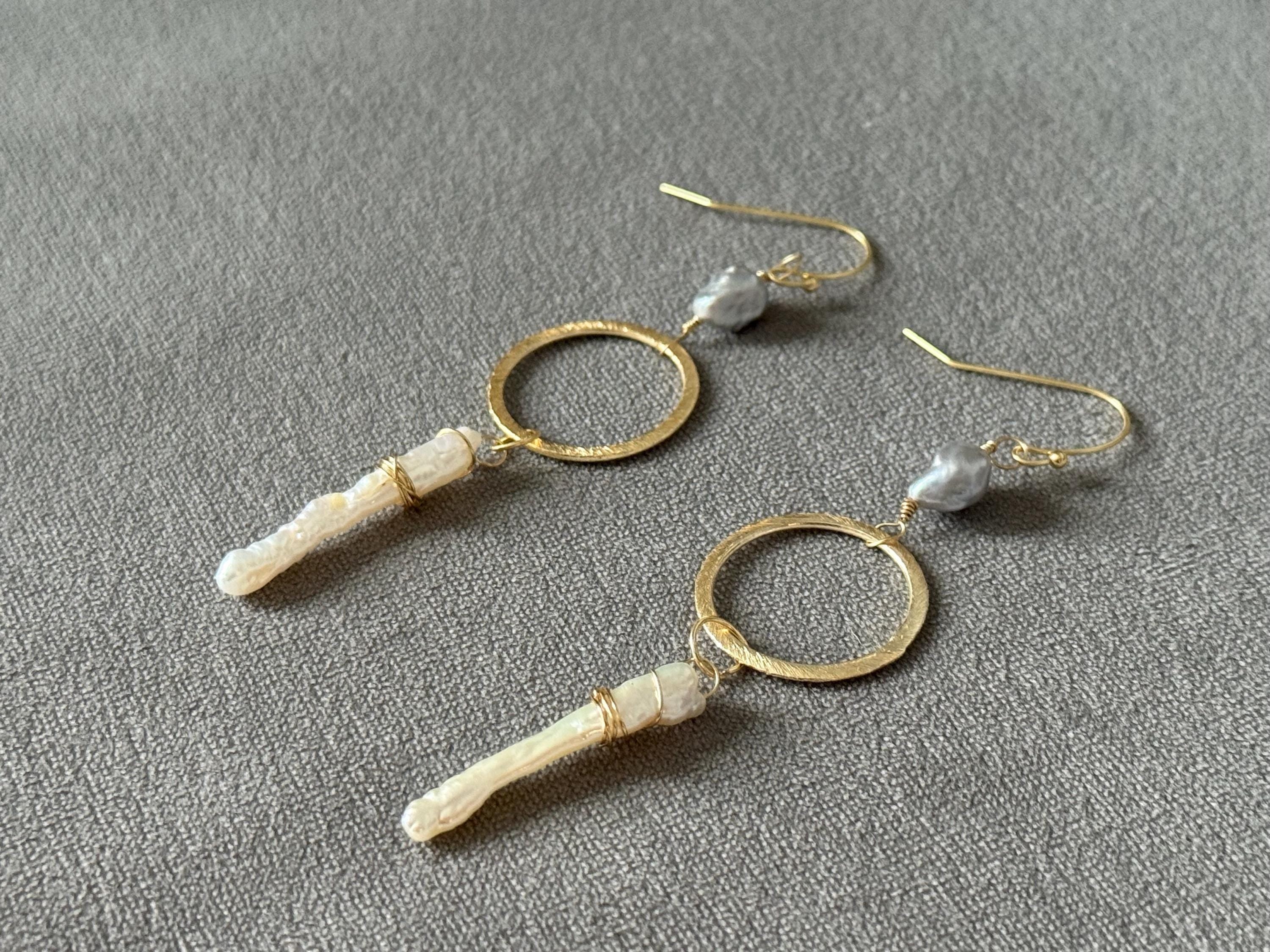 Lunar Halo Pearl Drop Earrings