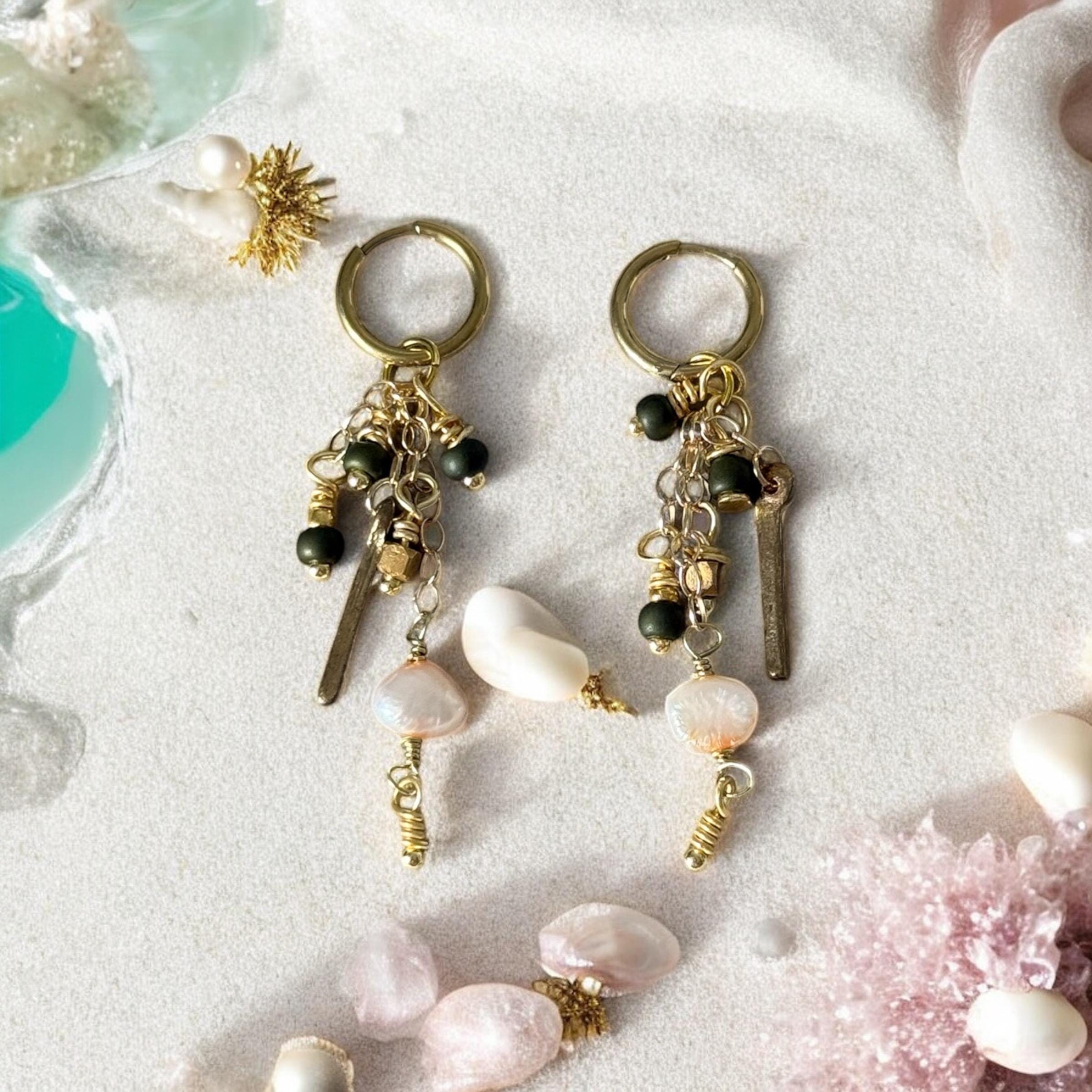 Gold and Pearl Drift Earrings