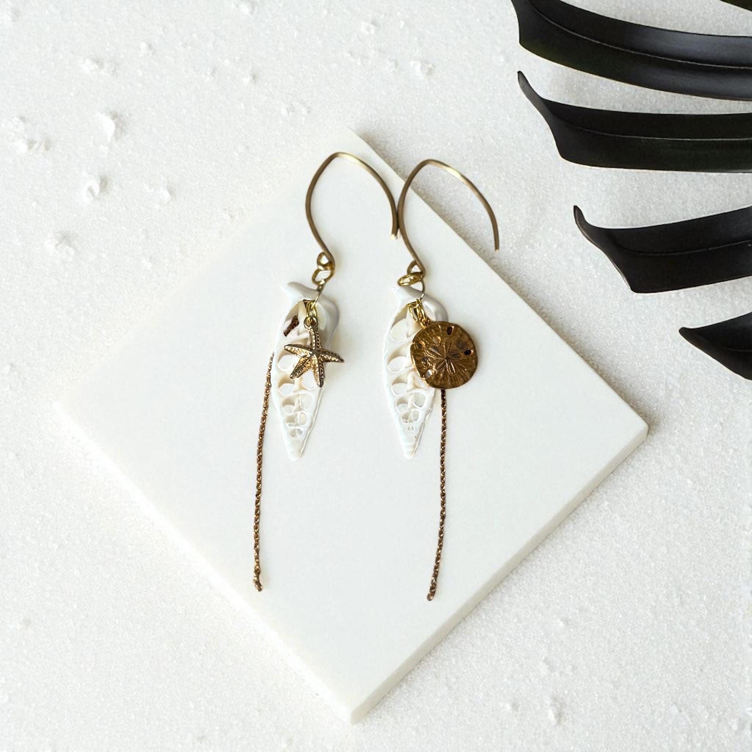 Golden Tide Luxe Drop Earrings - Shell & Gold Chain Earrings