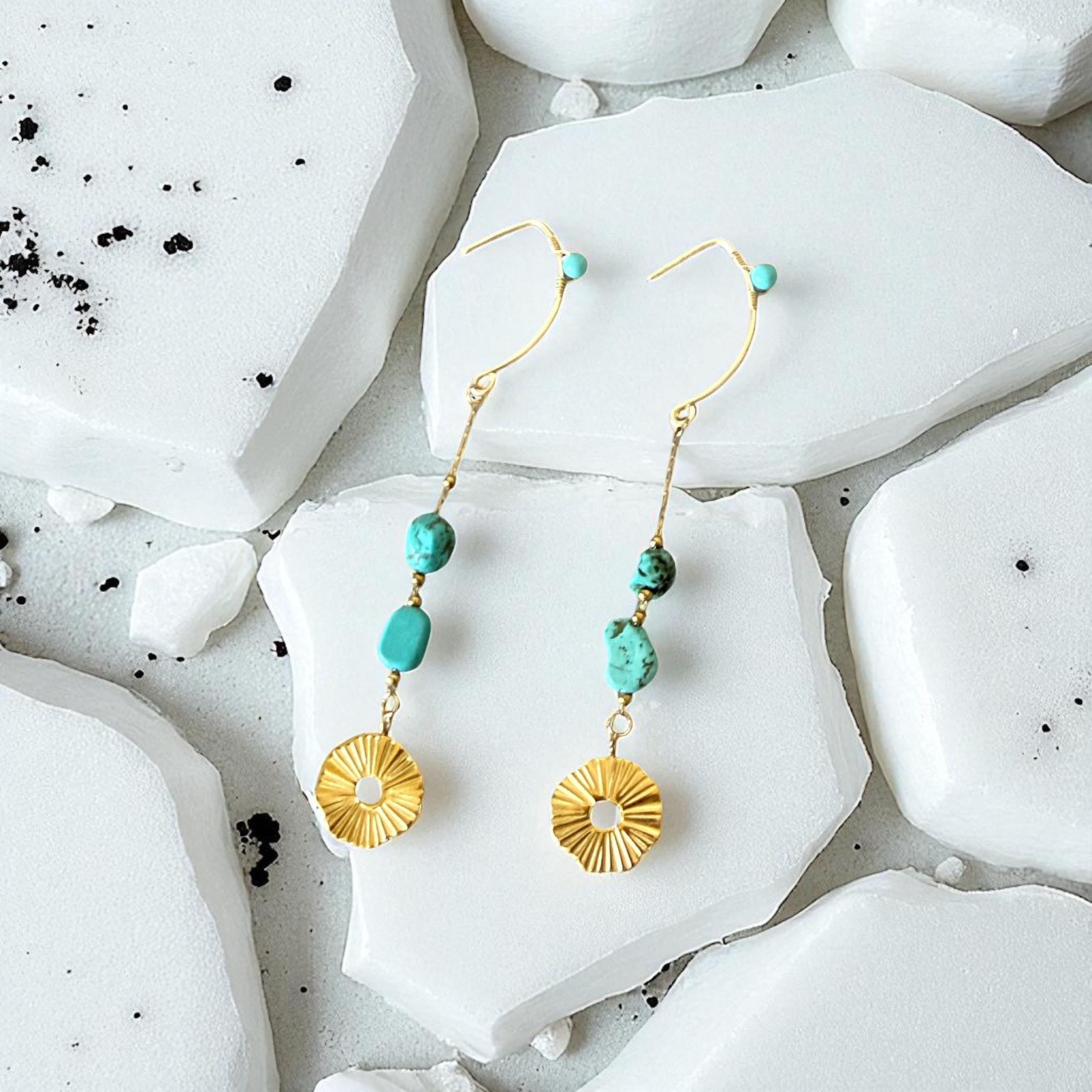 Golden Horizon Turquoise Drop Earrings