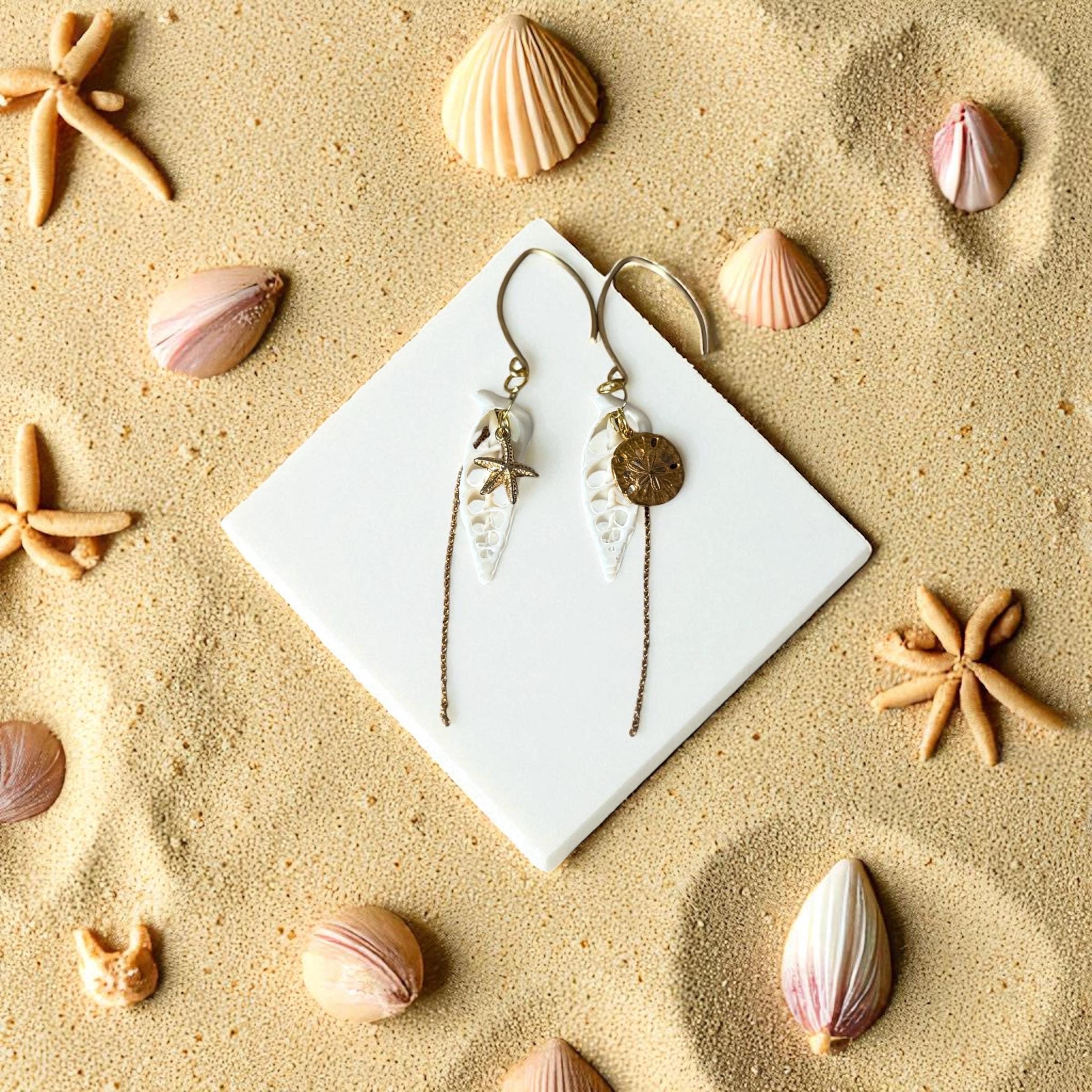 Golden Tide Luxe Drop Earrings - Shell & Gold Chain Earrings
