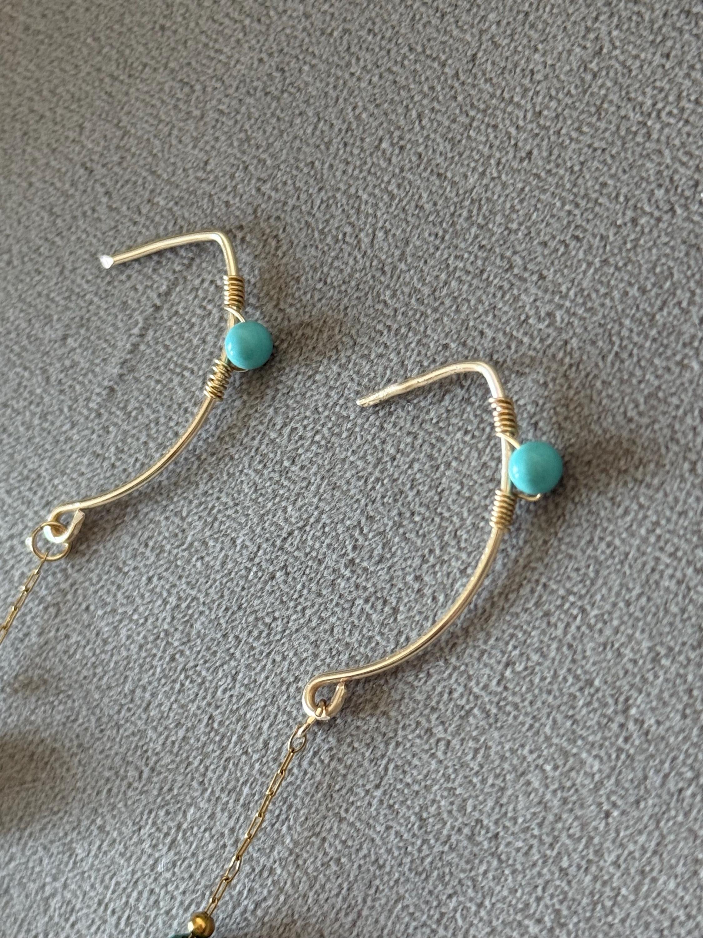 Golden Horizon Turquoise Drop Earrings