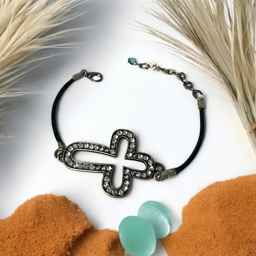 Crystal Cross Cord Bracelet