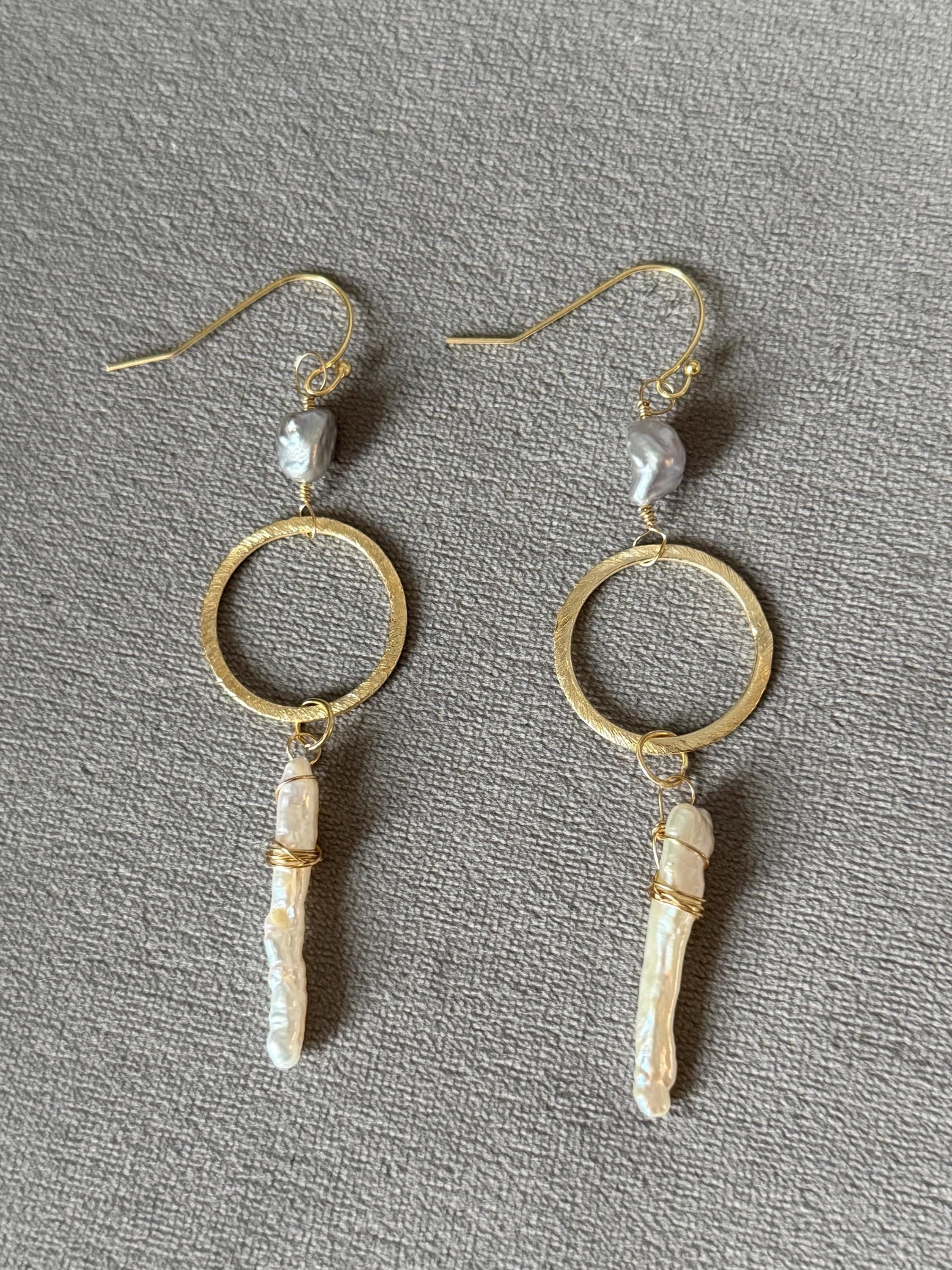 Lunar Halo Pearl Drop Earrings