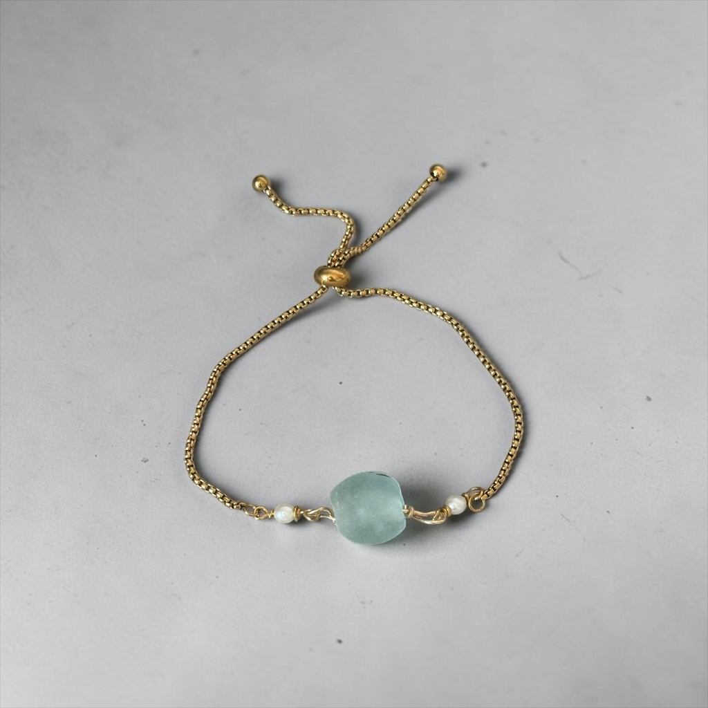 Seafoam Drift Slider Bolo Bracelet — Coastal Muse Collection