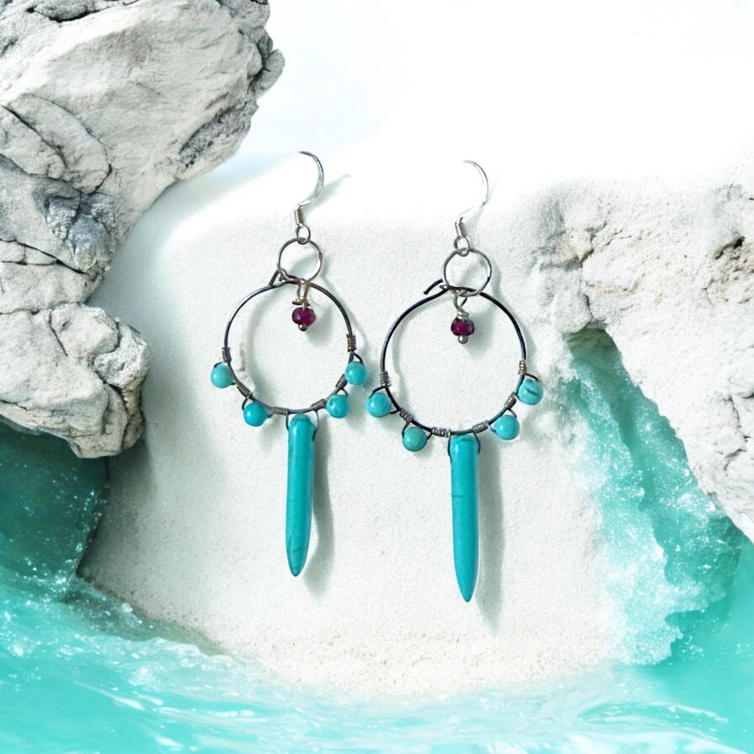 Electric Turquoise Tide Dagger Earrings