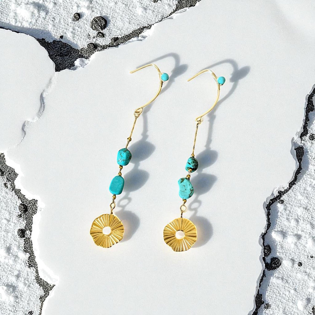 Golden Horizon Turquoise Drop Earrings