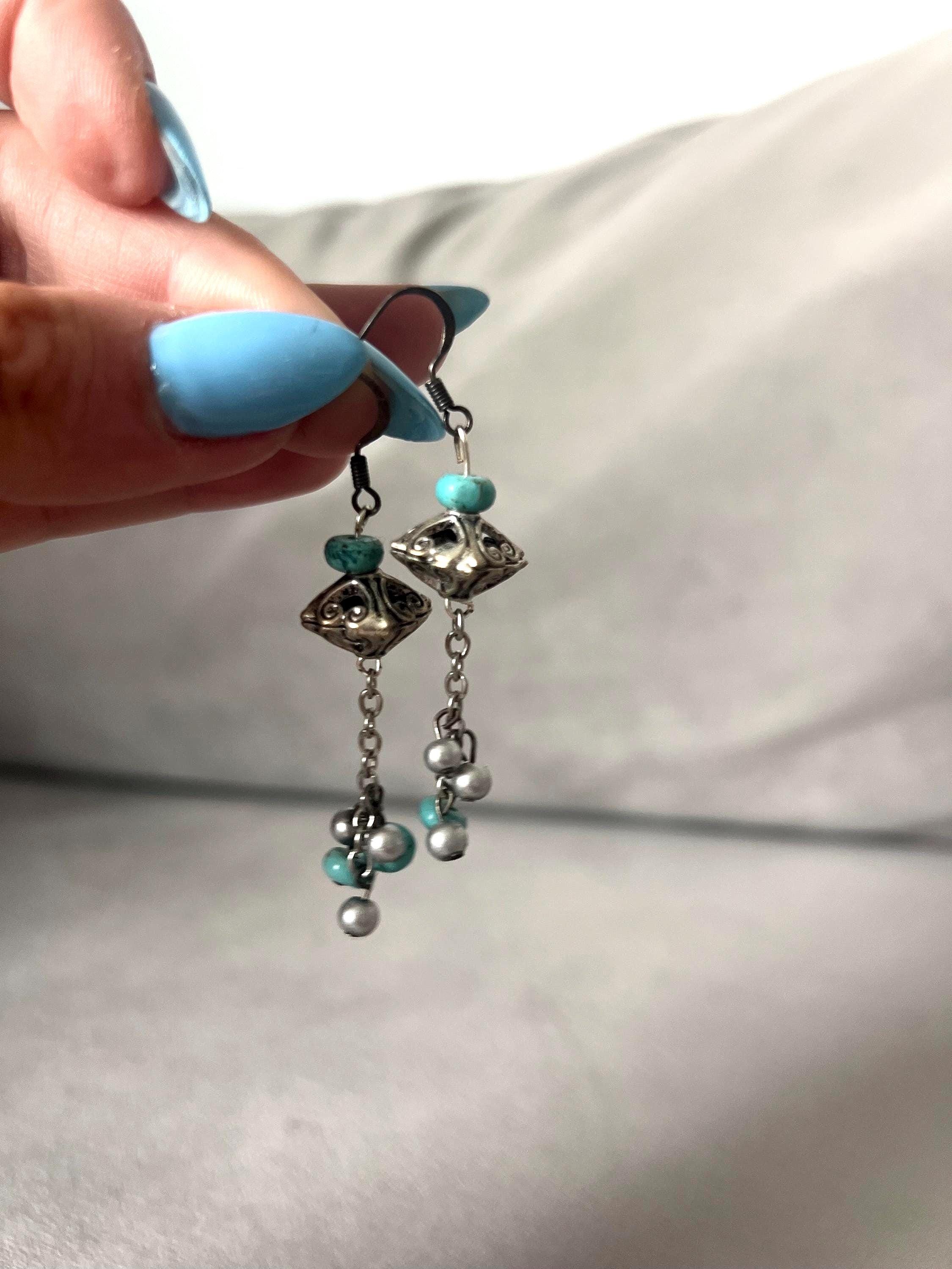 Turquoise Statement Chain Earrings