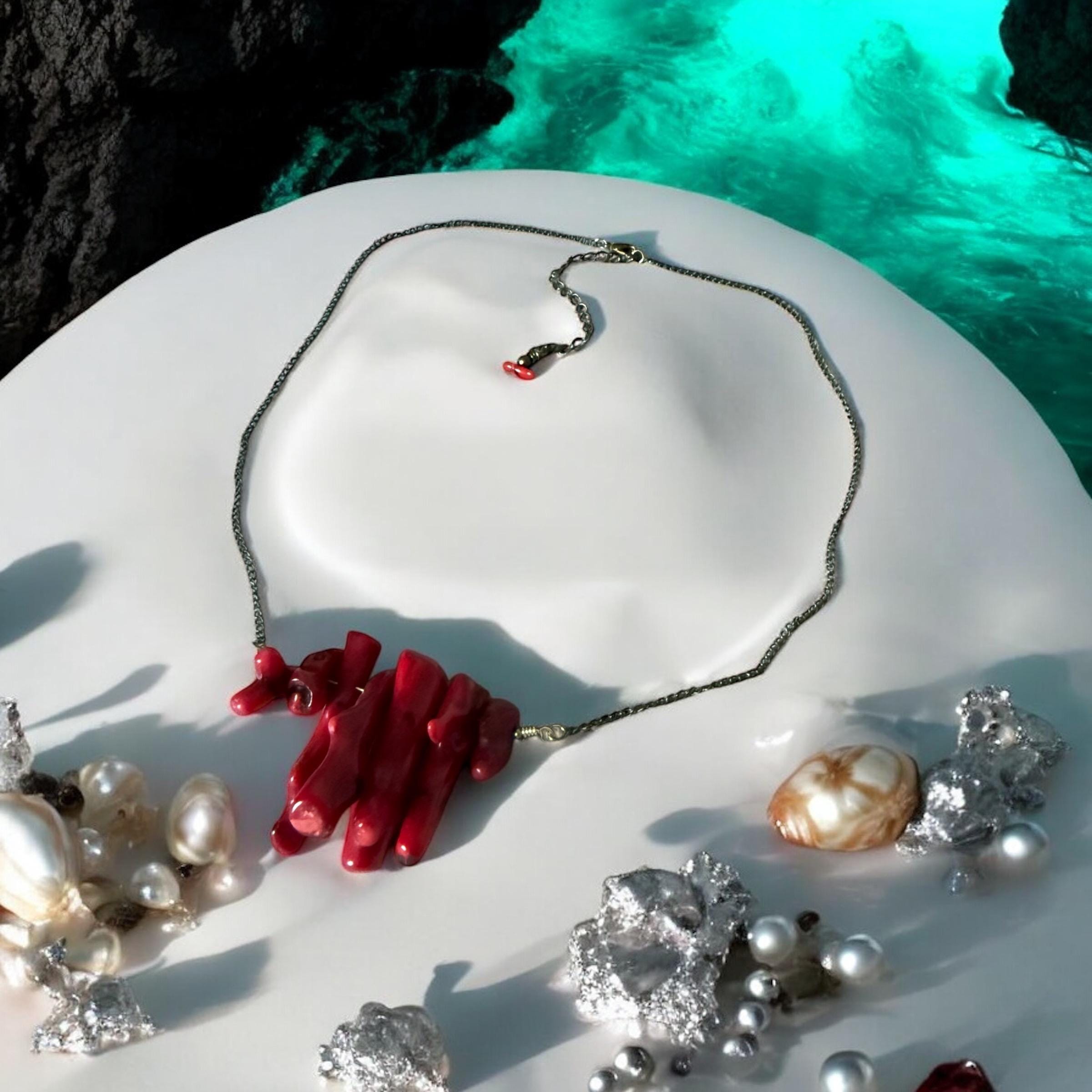 Chunky Crimson Current Coral Statement Necklace