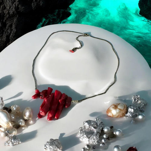 Chunky Crimson Current Coral Statement Necklace