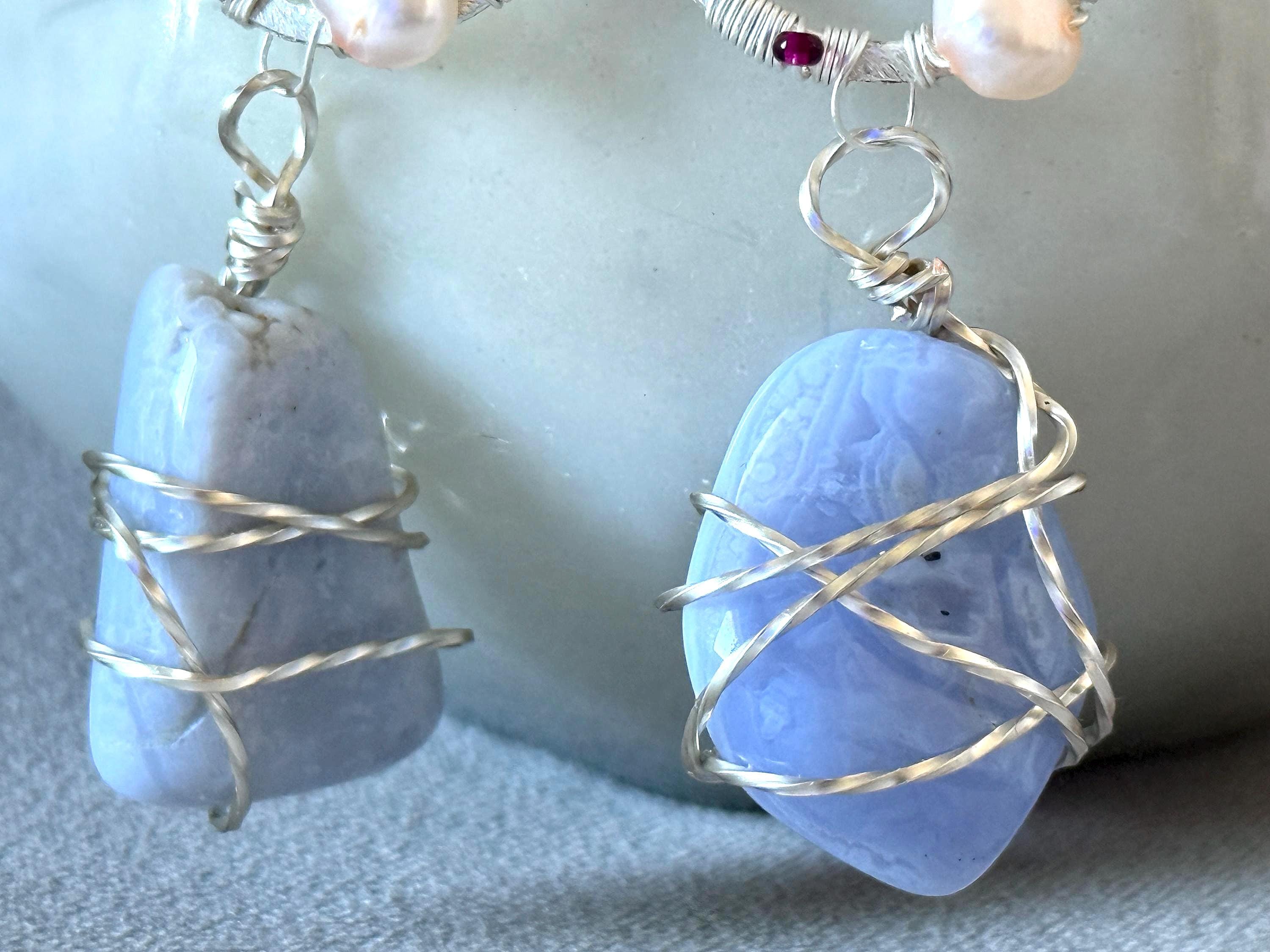 Twilight Bloom: Blue Lace Agate Earrings