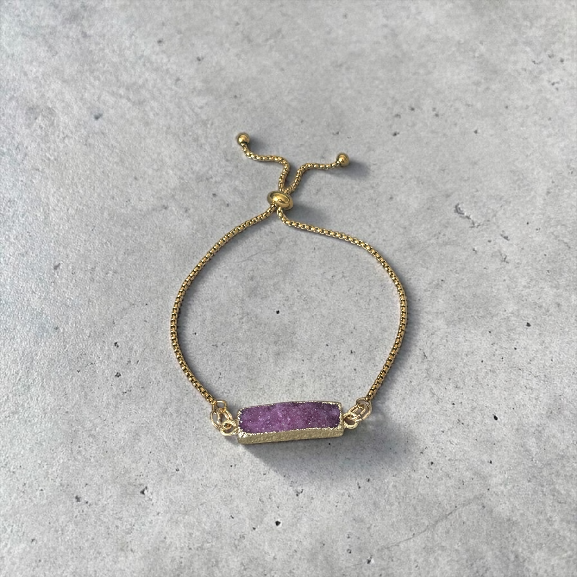 Radiant Crystal Bar Bolo Bracelet — Druzy Quartz