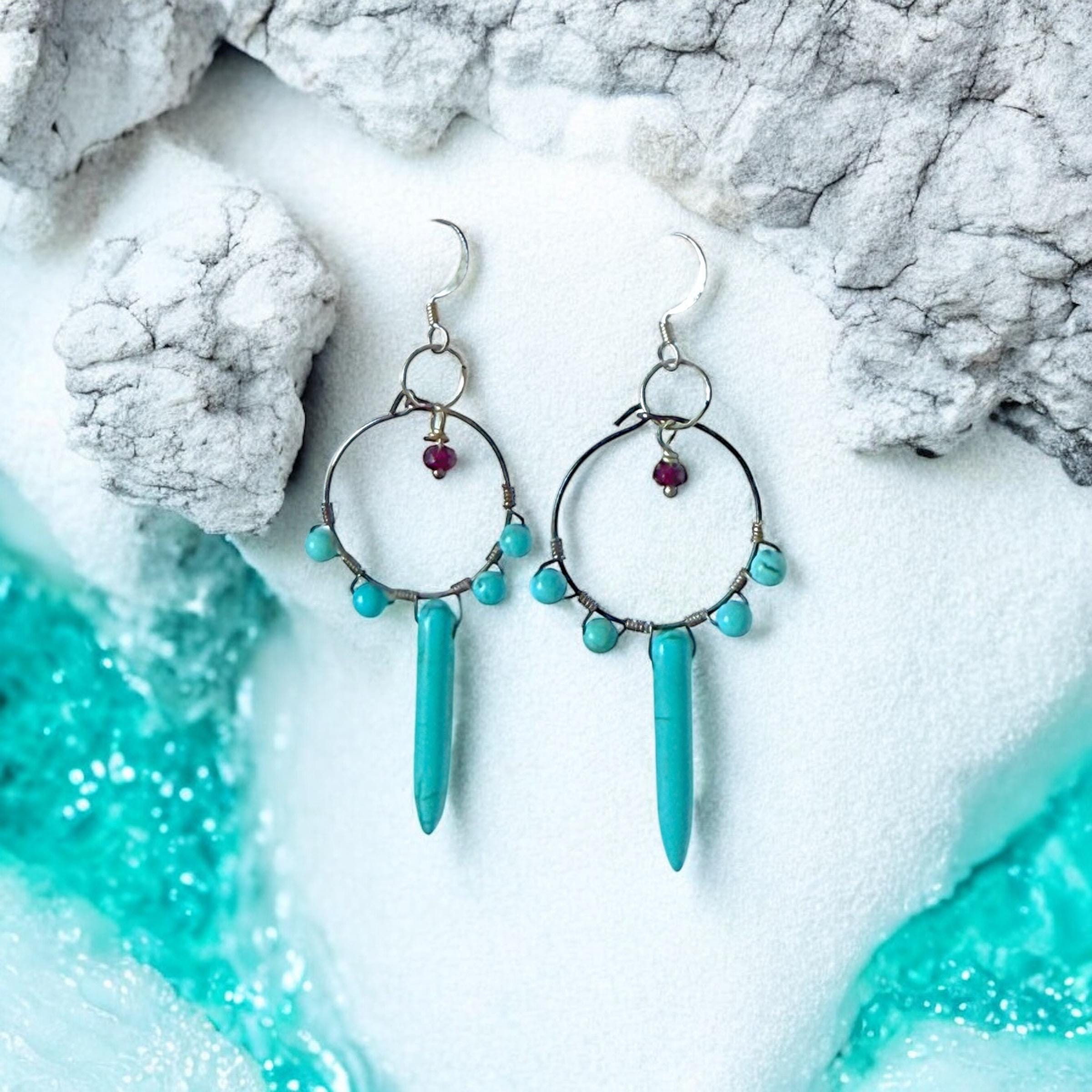 Electric Turquoise Tide Dagger Earrings