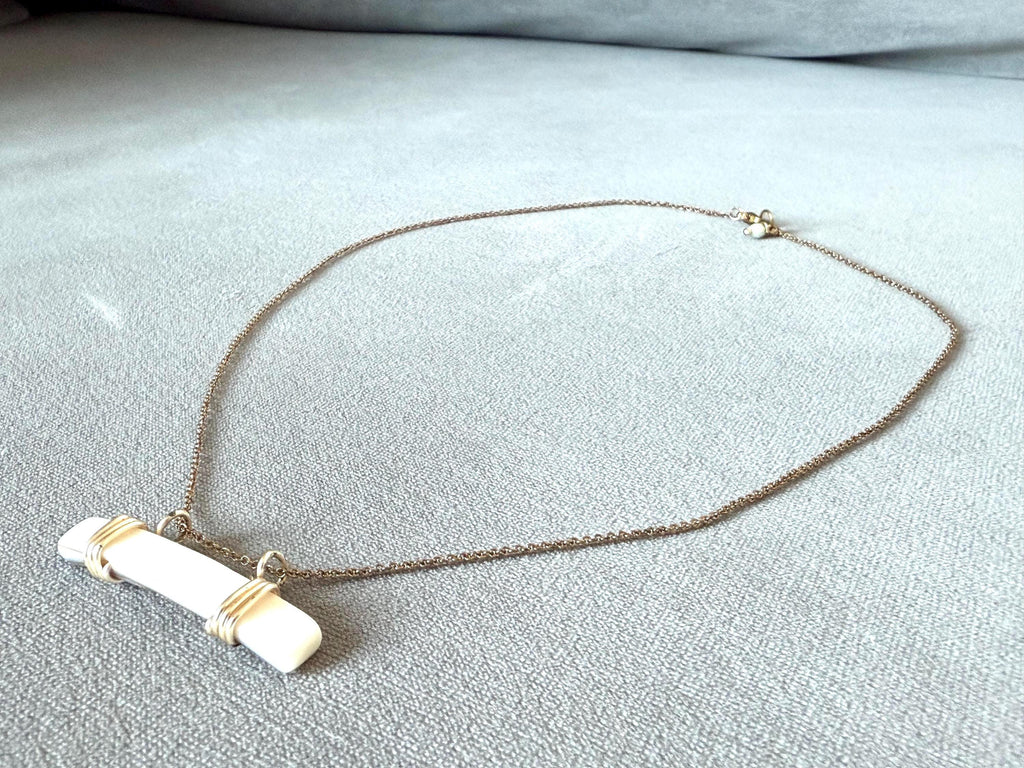 Tidebound Bar: Wrapped Pearl Pendant Necklace
