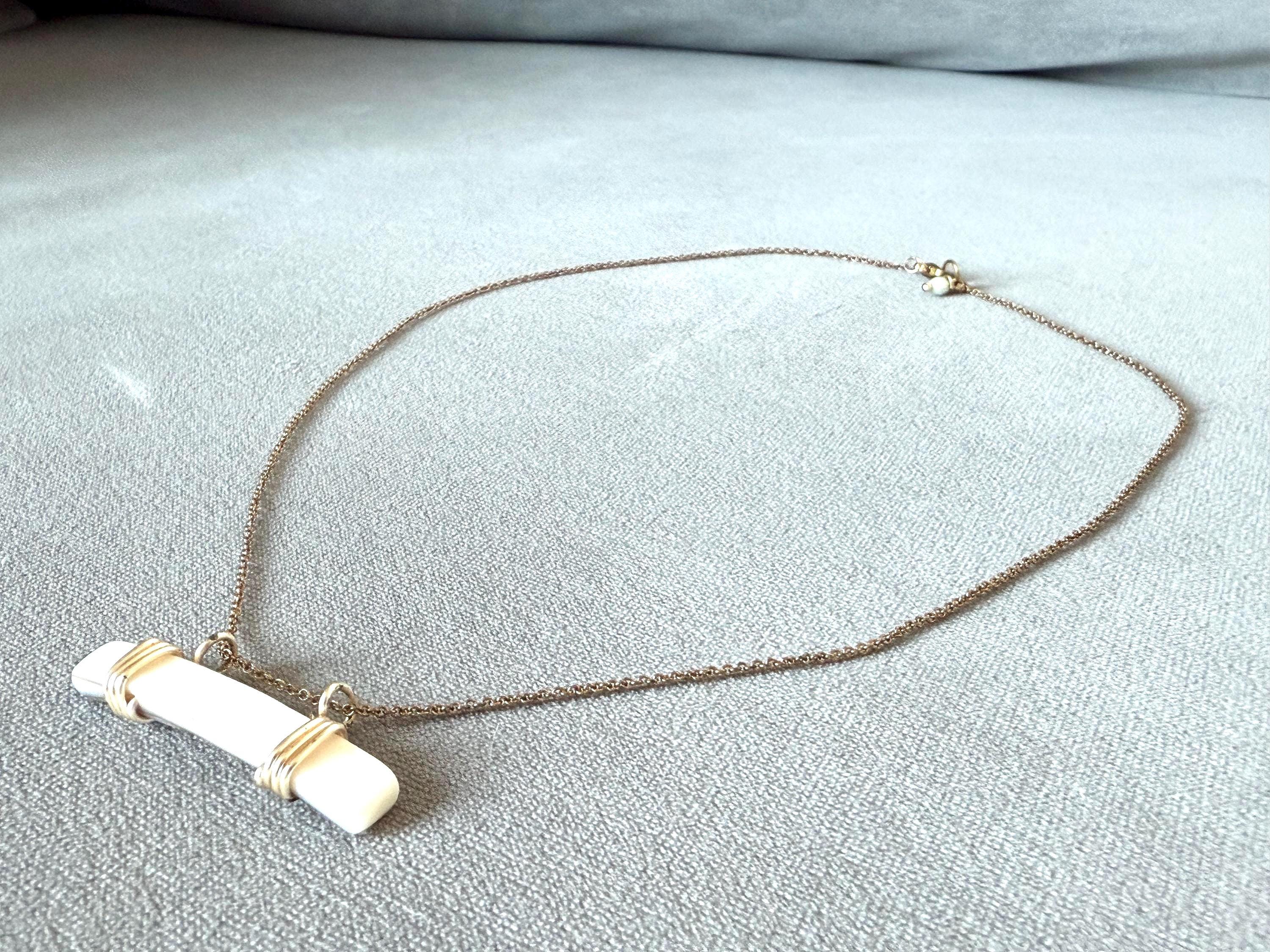 Tidebound Bar: Wrapped Pearl Pendant Necklace