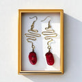 Twisted Gold & Cherry Stone Drop Earrings