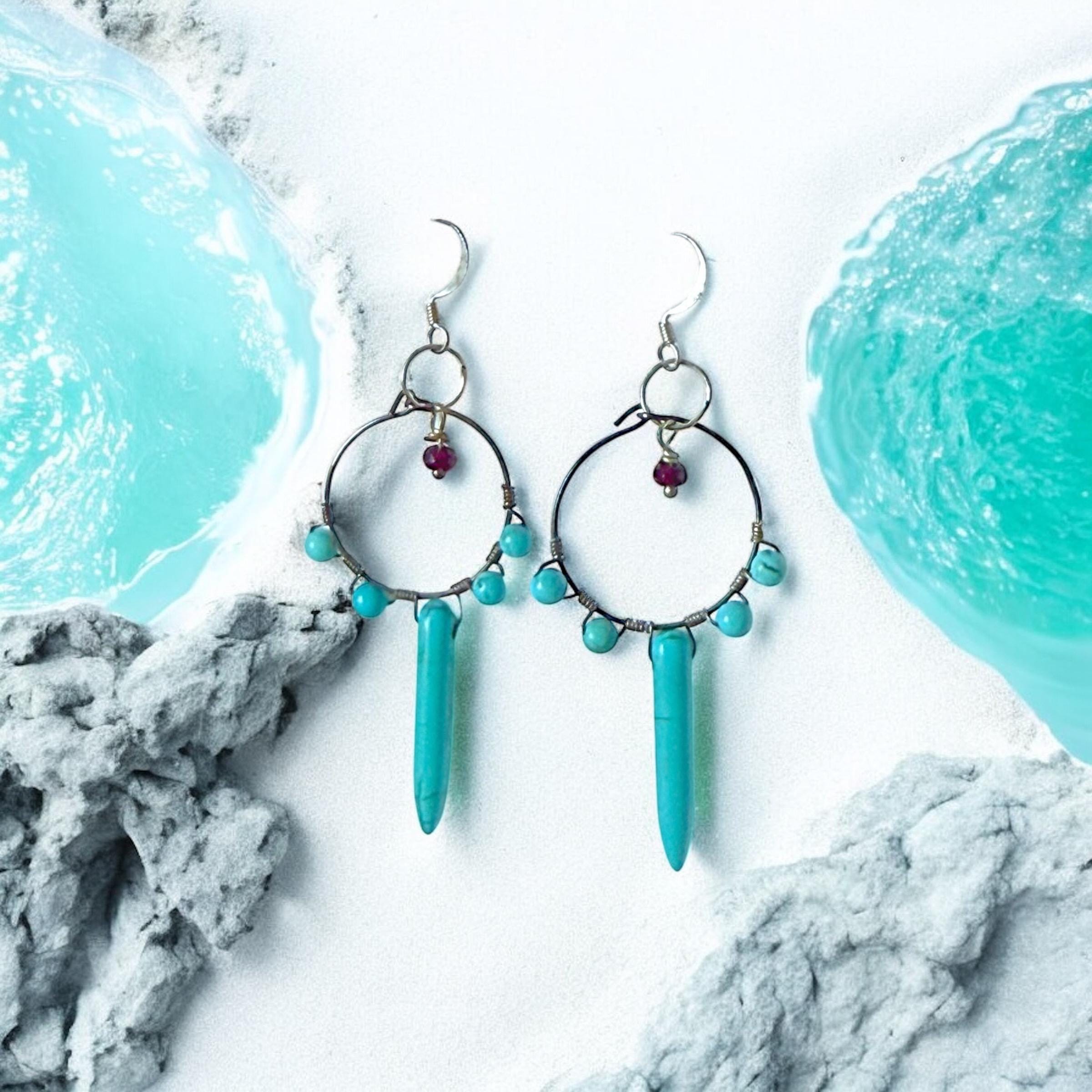 Electric Turquoise Tide Dagger Earrings