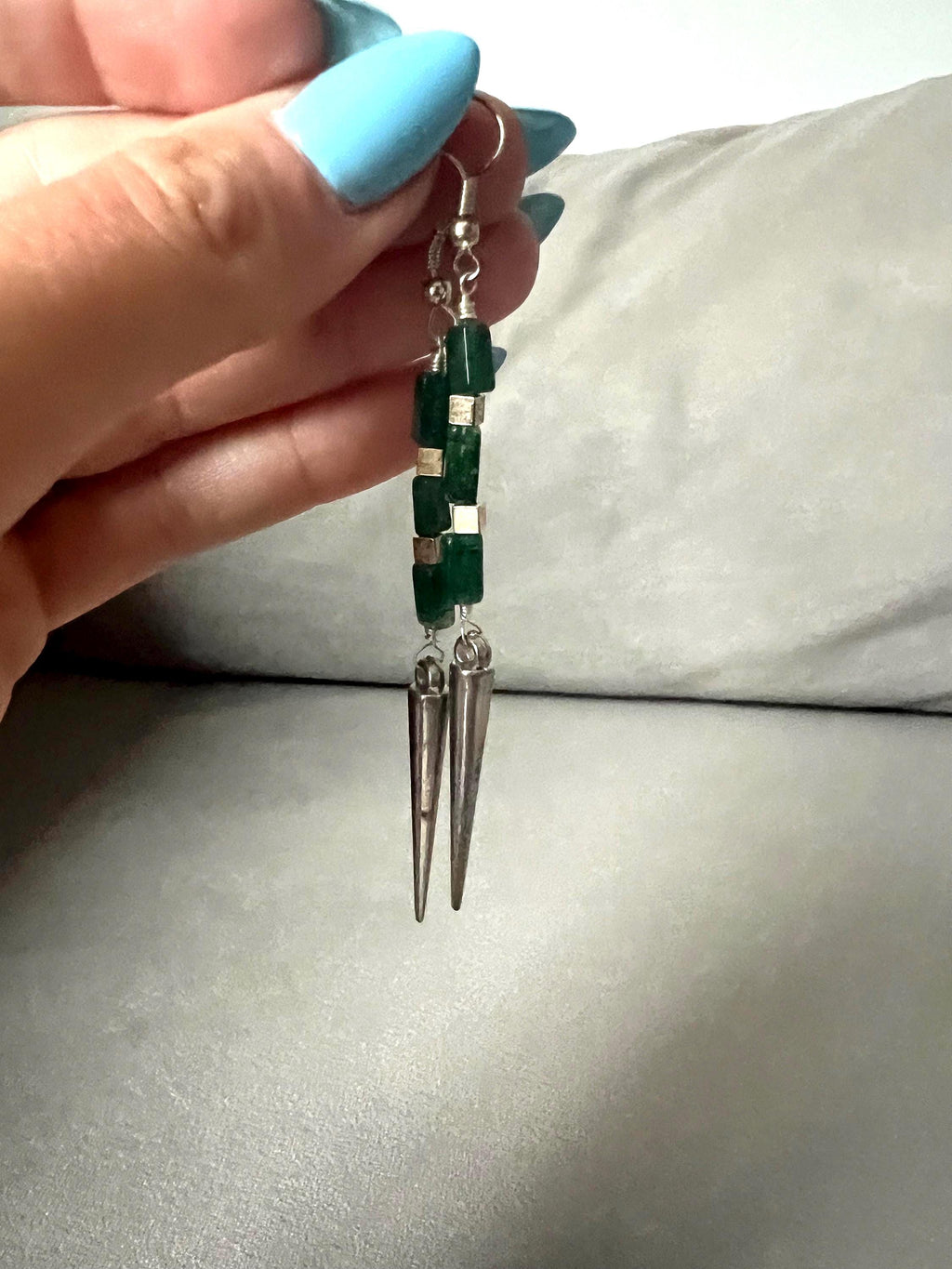 Emerald Voltage Spike Earrings