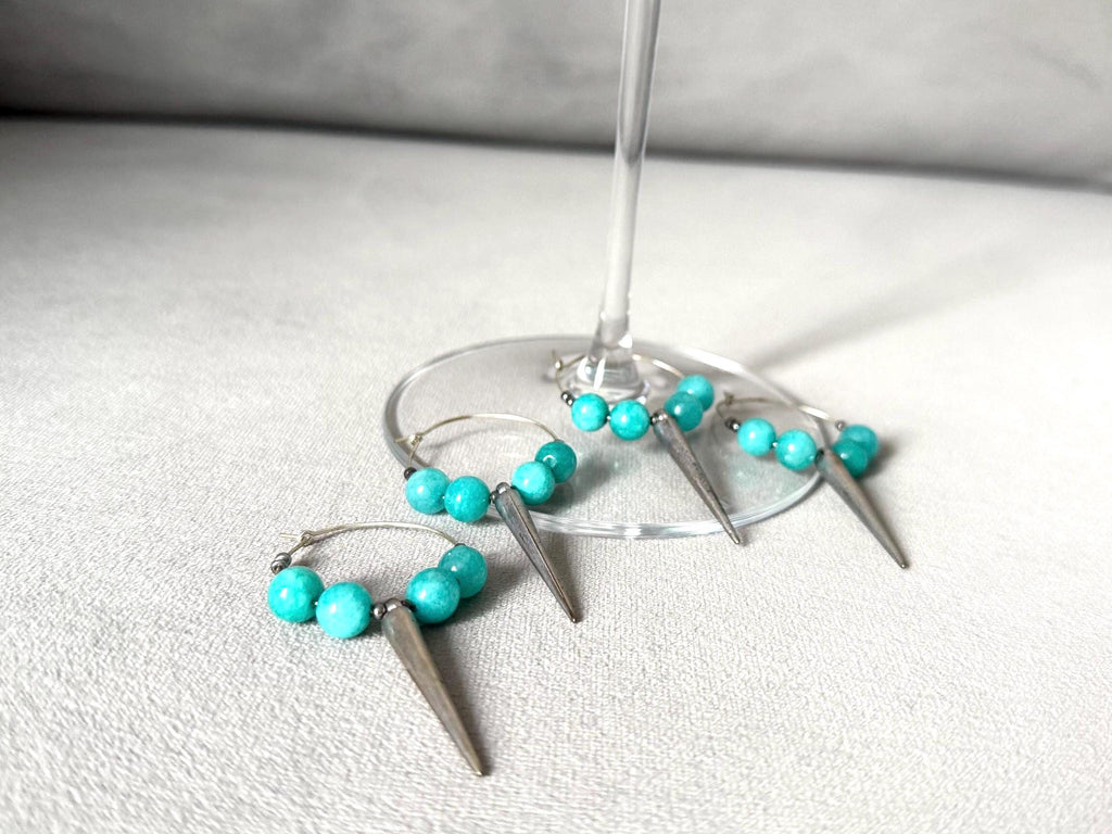 Turquoise Vice Wine Charm Set - Set of 4