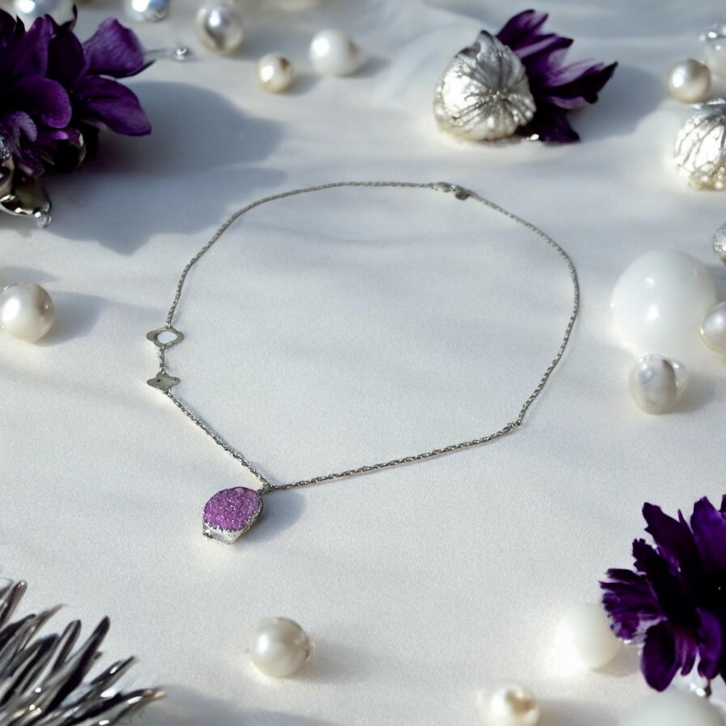 Violet Vein Ore Fossil Necklace