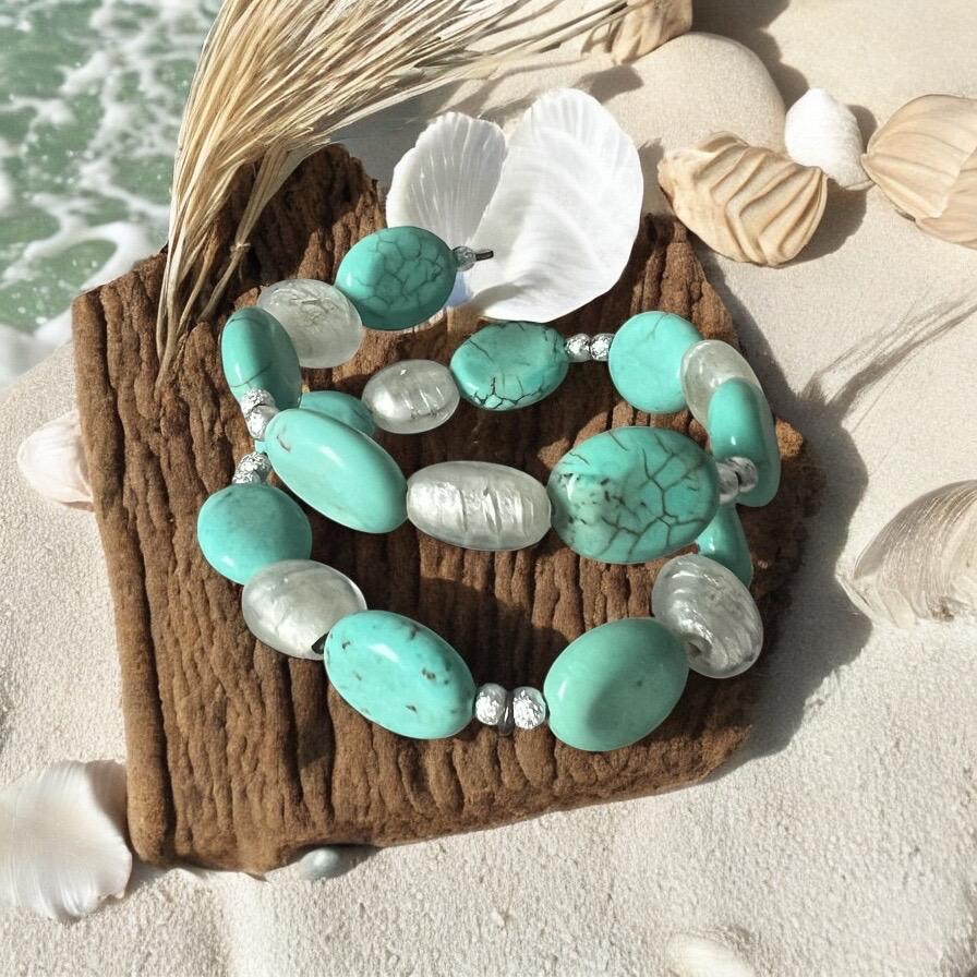 Coastal Turquoise Orbit Wrap Bracelet