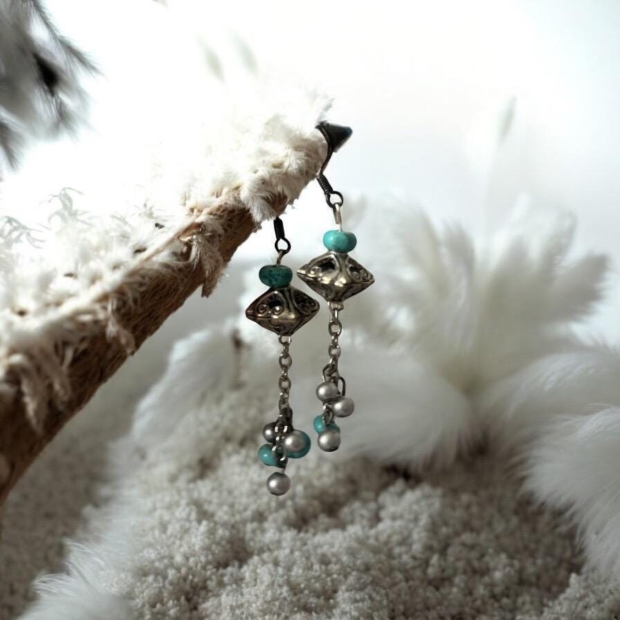 Turquoise Statement Chain Earrings