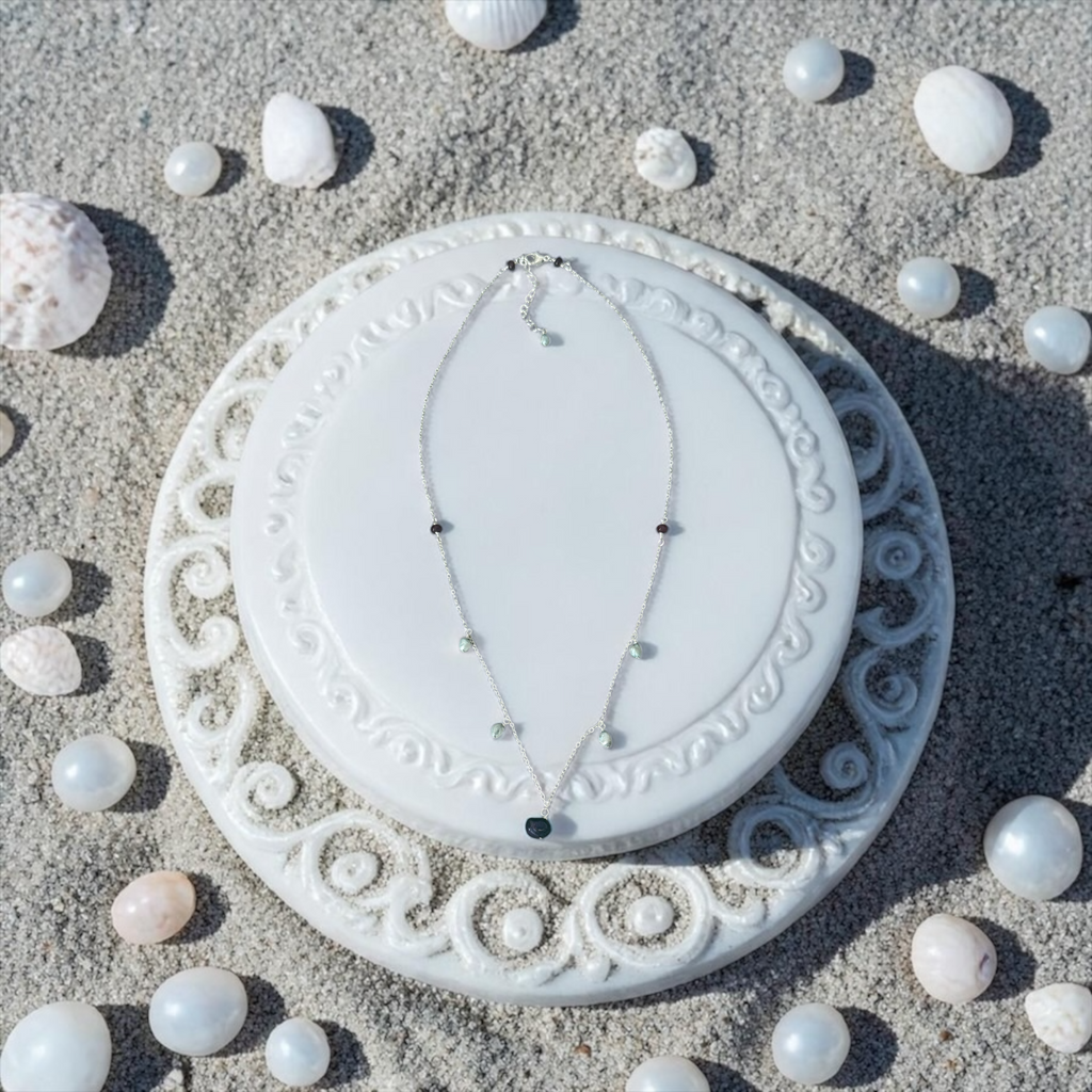 Nocturne Tide Pearl Necklace — Garnet Drift Edition